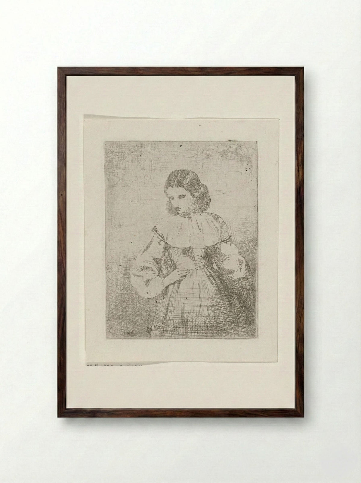 Portret van een jonge vrouw - Philippus Anthonius Alexander Kanne - Framed Print Dark Wood