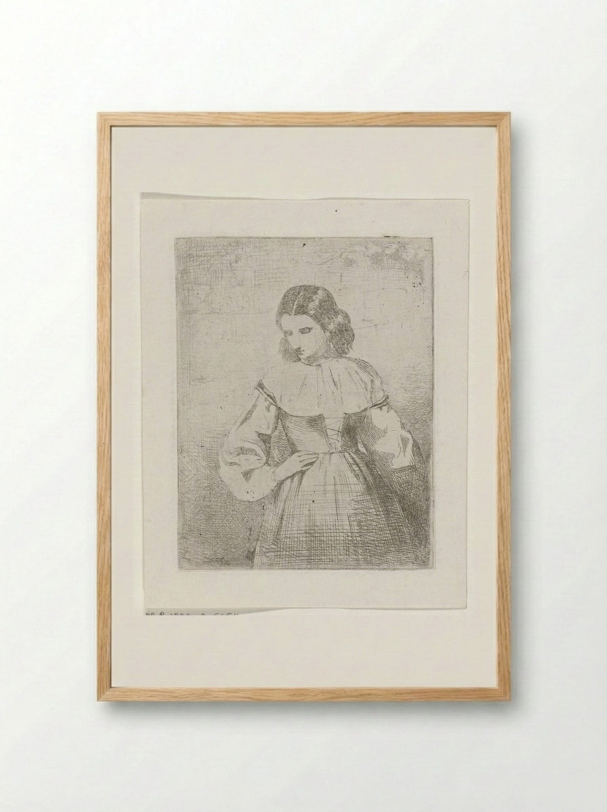 Portret van een jonge vrouw - Philippus Anthonius Alexander Kanne - Framed Print Wood