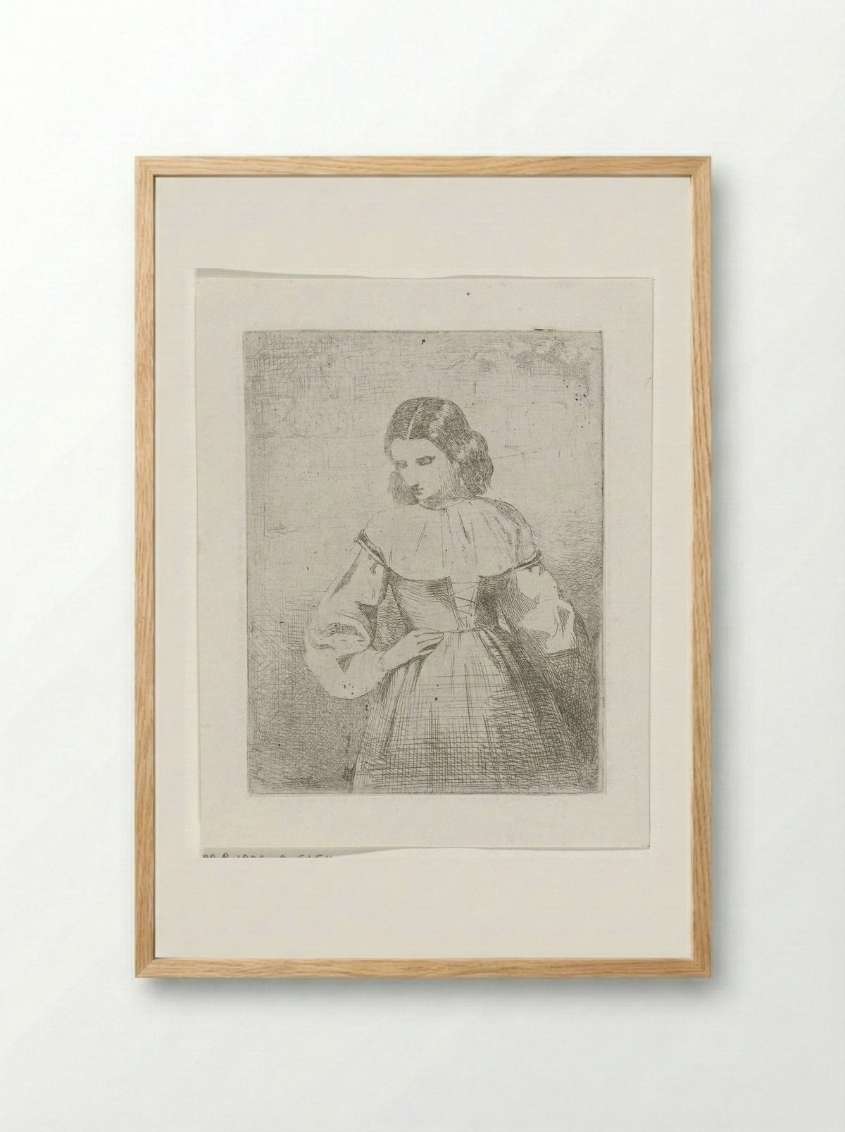 Portret van een jonge vrouw - Philippus Anthonius Alexander Kanne - Framed Print Wood