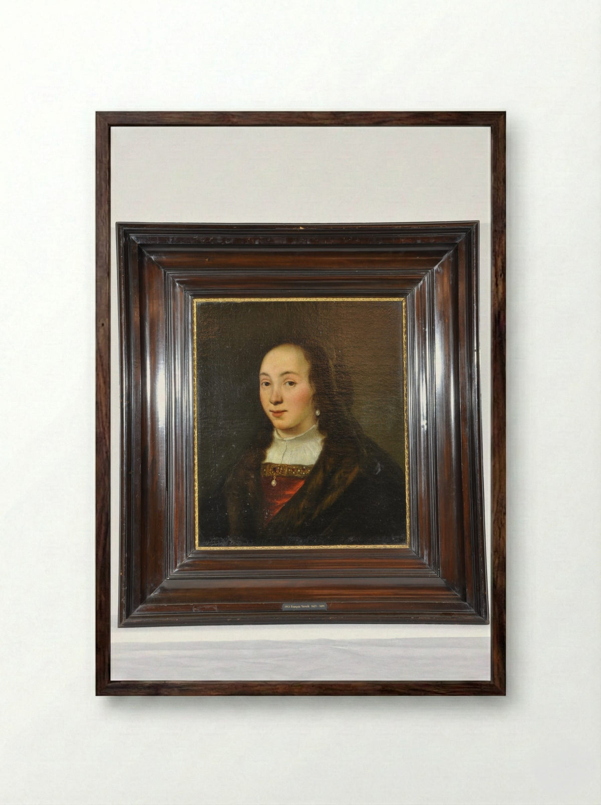 Portret van een jongen, genaamd 'Het zoontje van admiraal van Nes' - François Verwilt - Framed Print Dark Wood