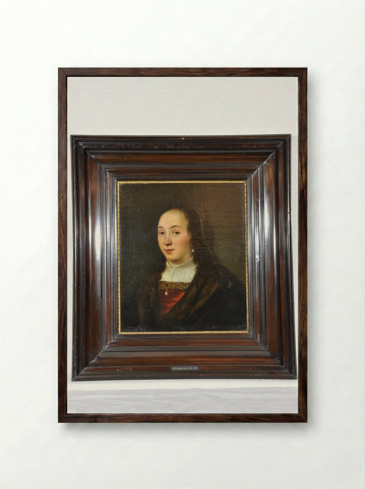 Portret van een jongen, genaamd 'Het zoontje van admiraal van Nes' - François Verwilt - Framed Print Dark Wood