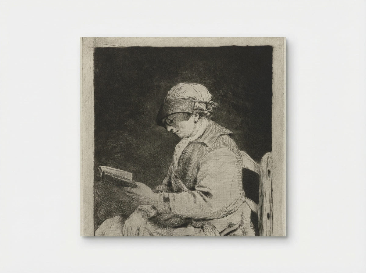 Portret van een lezende man, in profiel naar links - Louis Bernard Coclers - Poster