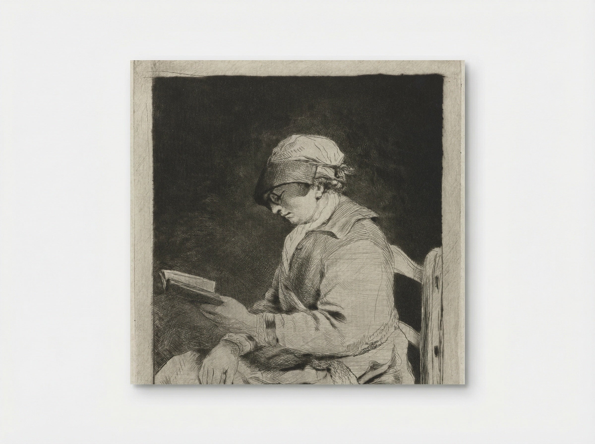 Portret van een lezende man, in profiel naar links - Louis Bernard Coclers - Poster