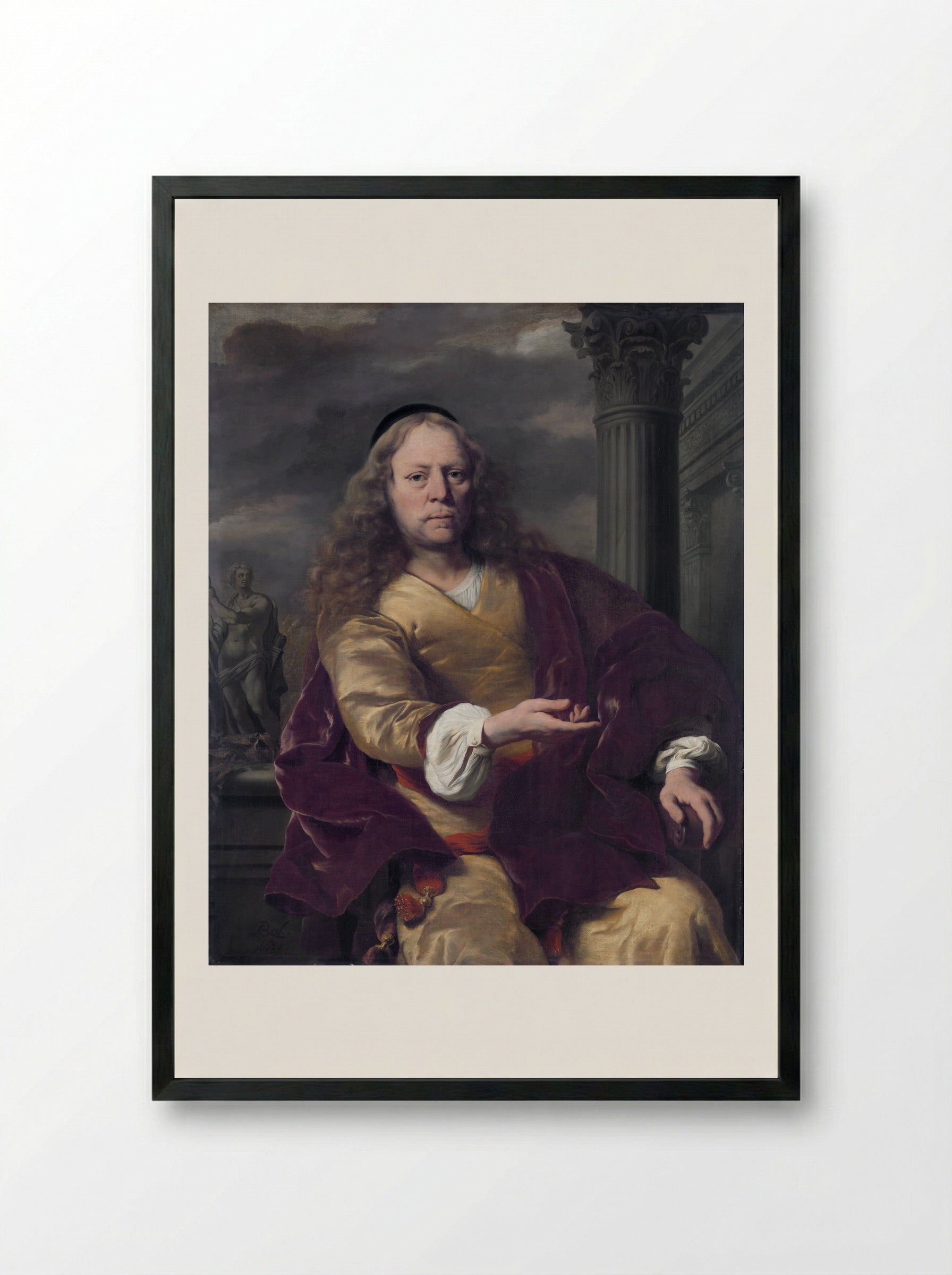Portret van een man - Ferdinand Bol - Framed Print Black