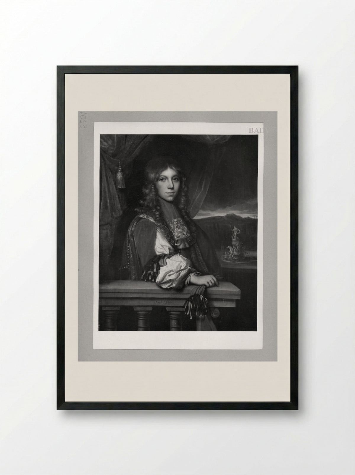Portret van een man - Jacobus Levecq - Framed Print Black