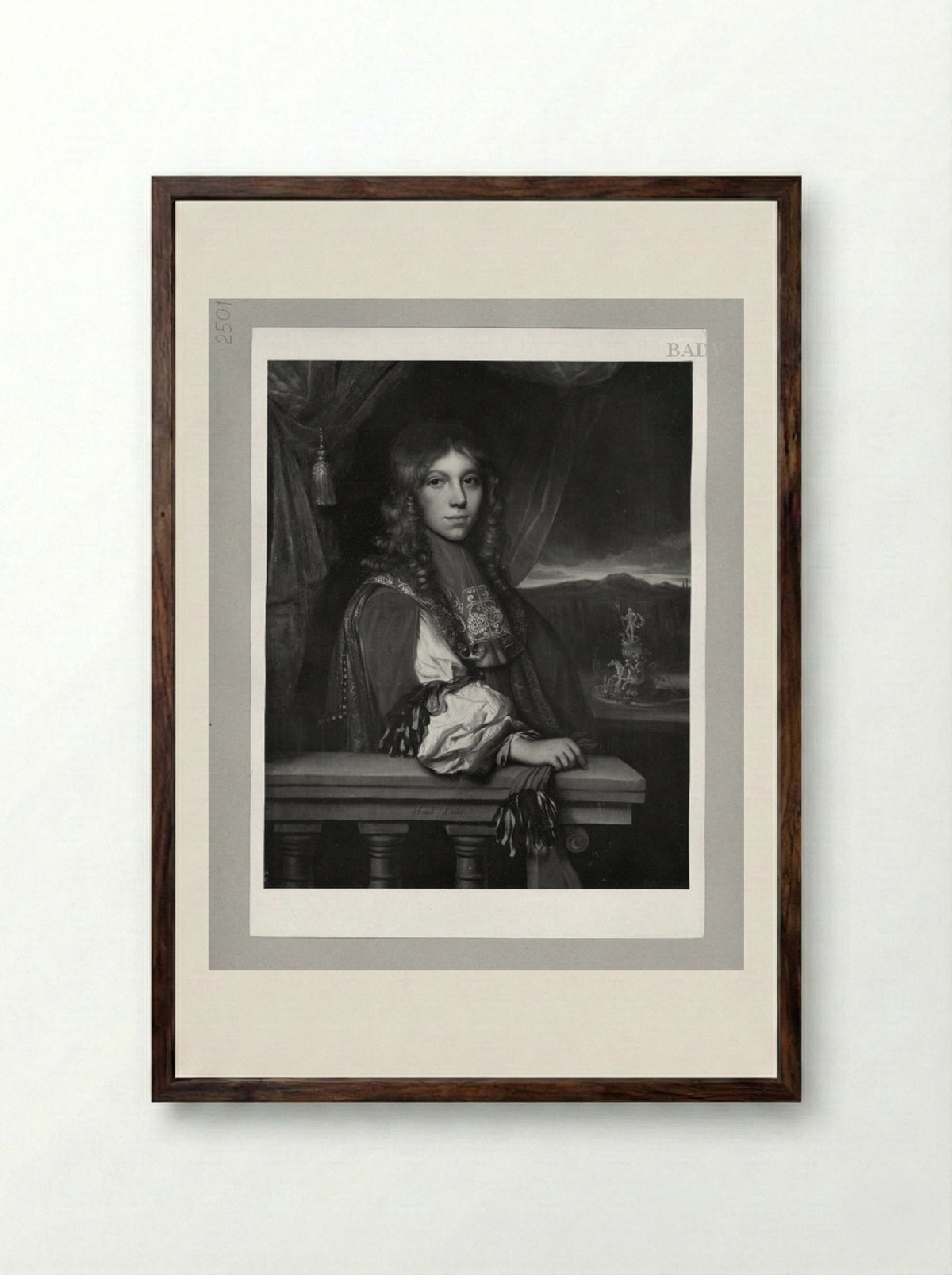 Portret van een man - Jacobus Levecq - Framed Print Dark Wood