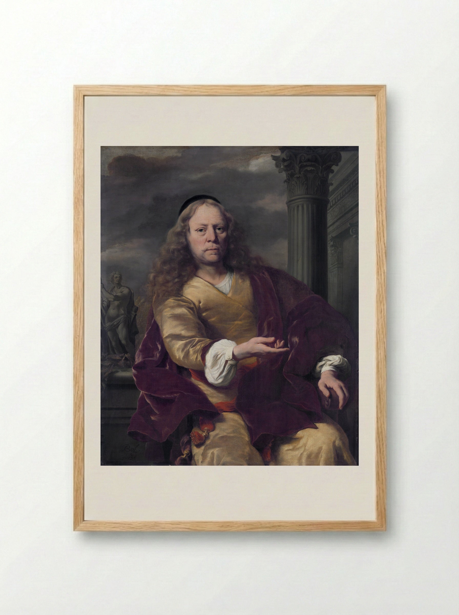 Portret van een man - Ferdinand Bol - Framed Print Wood