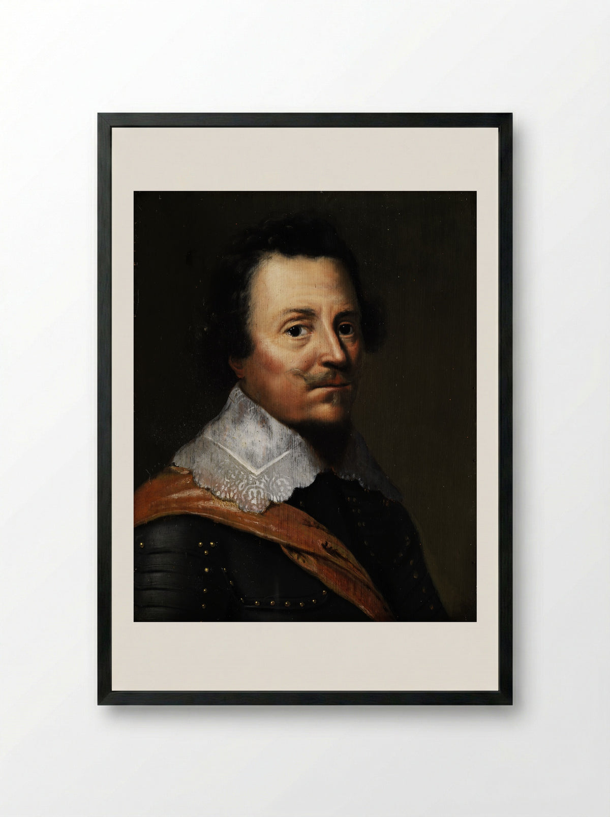 Portret van een officier - Wybrand de Geest - Framed Print Black