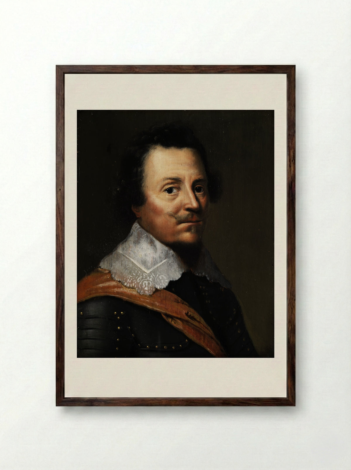 Portret van een officier - Wybrand de Geest - Framed Print Dark Wood