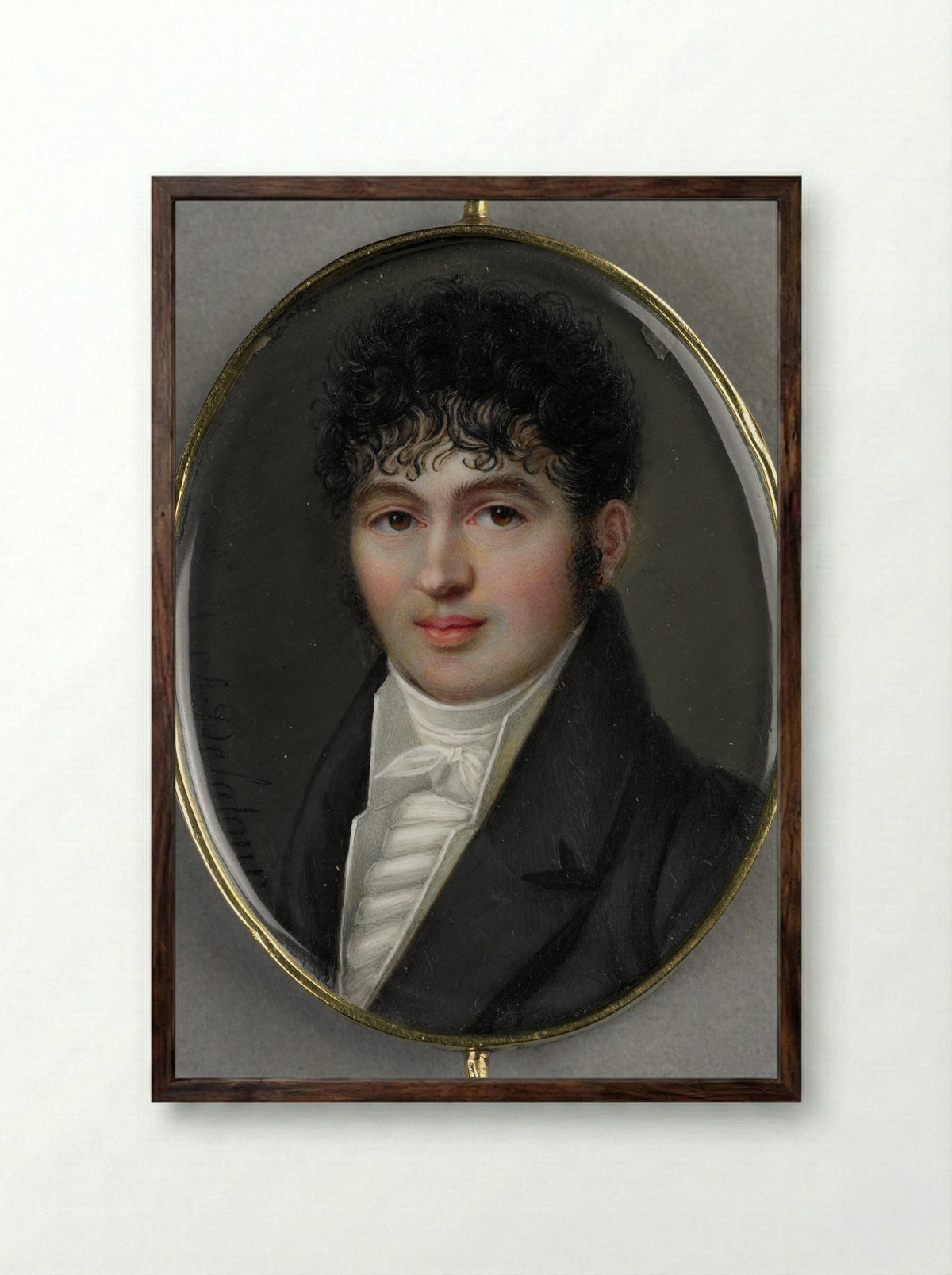 Portret van een onbekende man - Alexandre De Latour - Framed Print Dark Wood