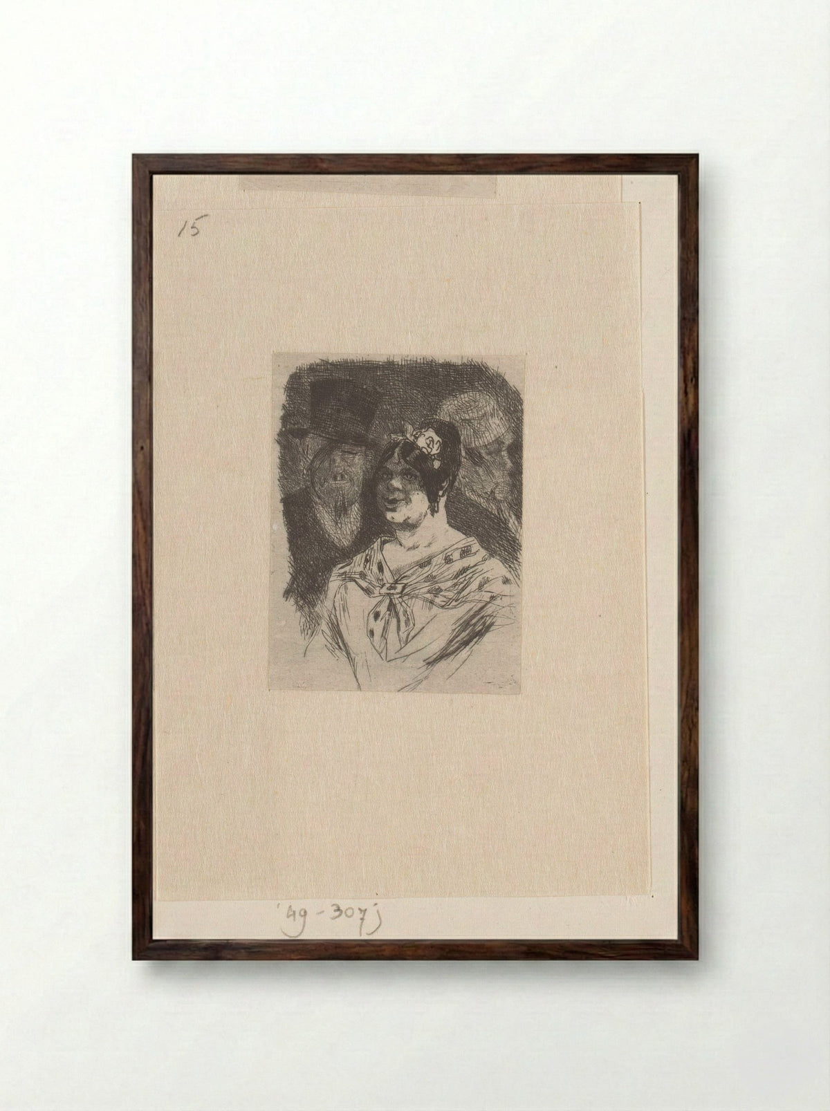 Portret van een onbekende vrouw en man - Félicien Rops - Framed Print Dark Wood