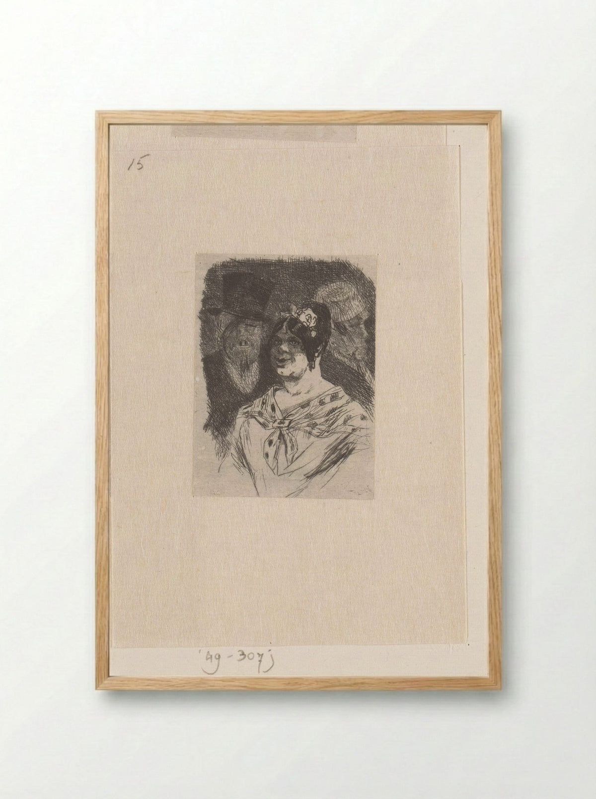 Portret van een onbekende vrouw en man - Félicien Rops - Framed Print Wood