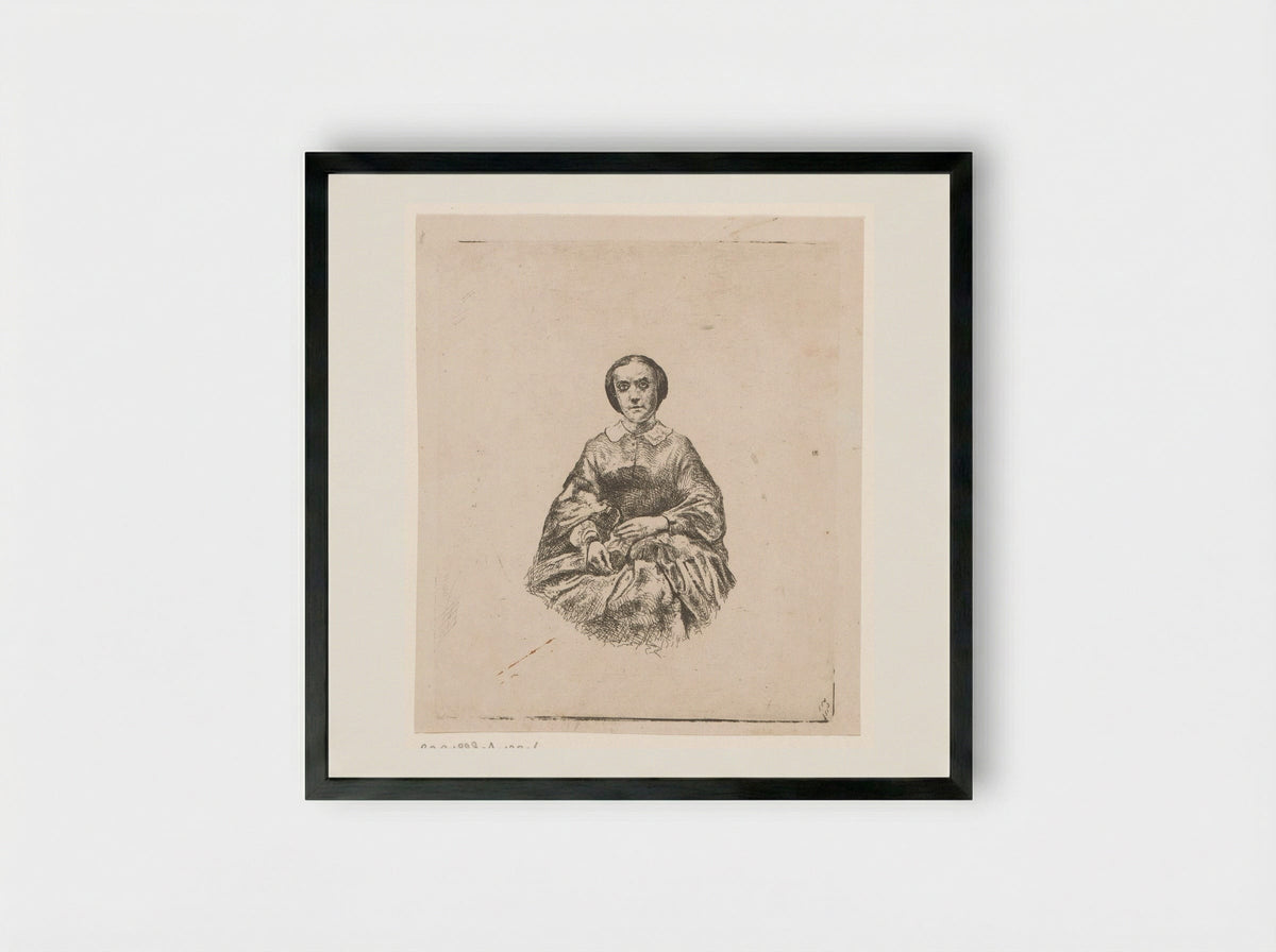 Portret van een onbekende vrouw - Jan Stobbaerts - Framed Print Black