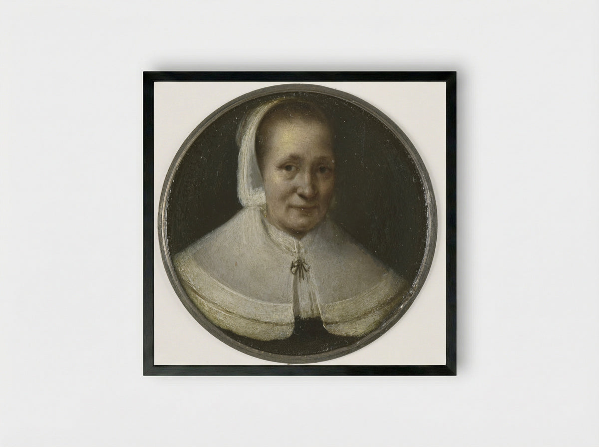 Portret van een vijftigjarige vrouw - Gerrit Lundens - Framed Print Black