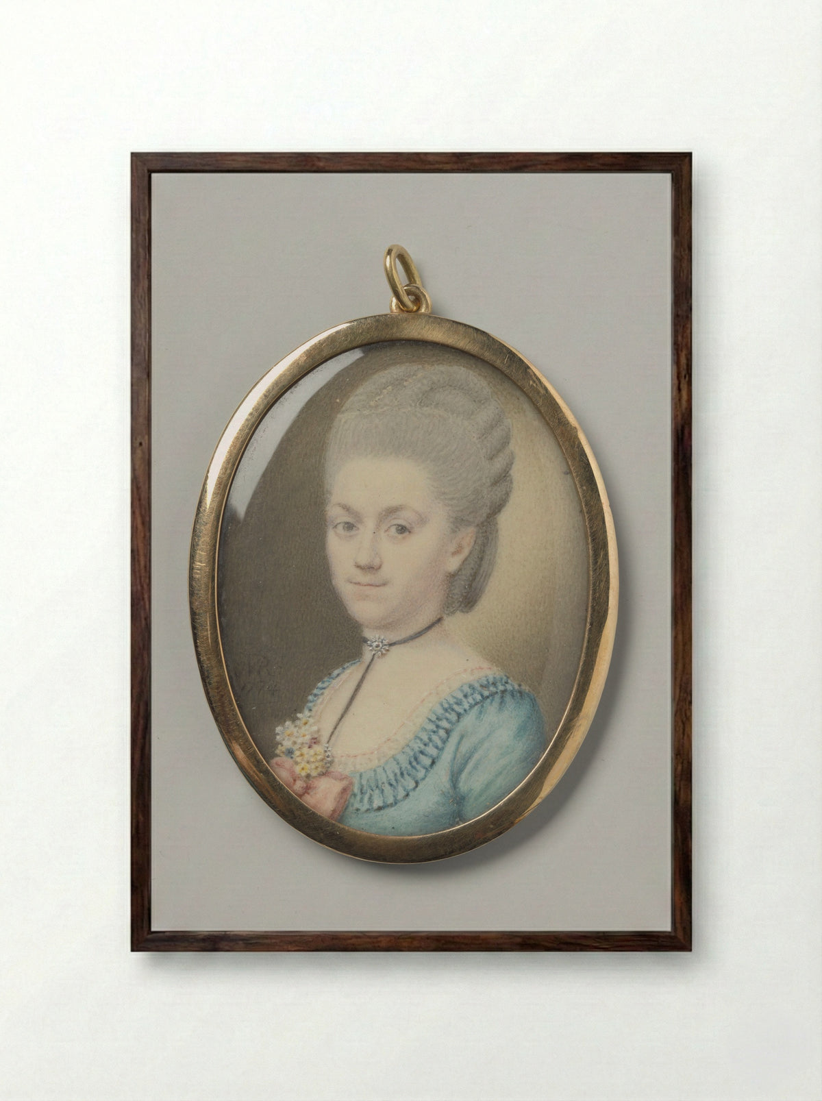 Portret van een vrouw - Joseph Marinkel - Framed Print Dark Wood