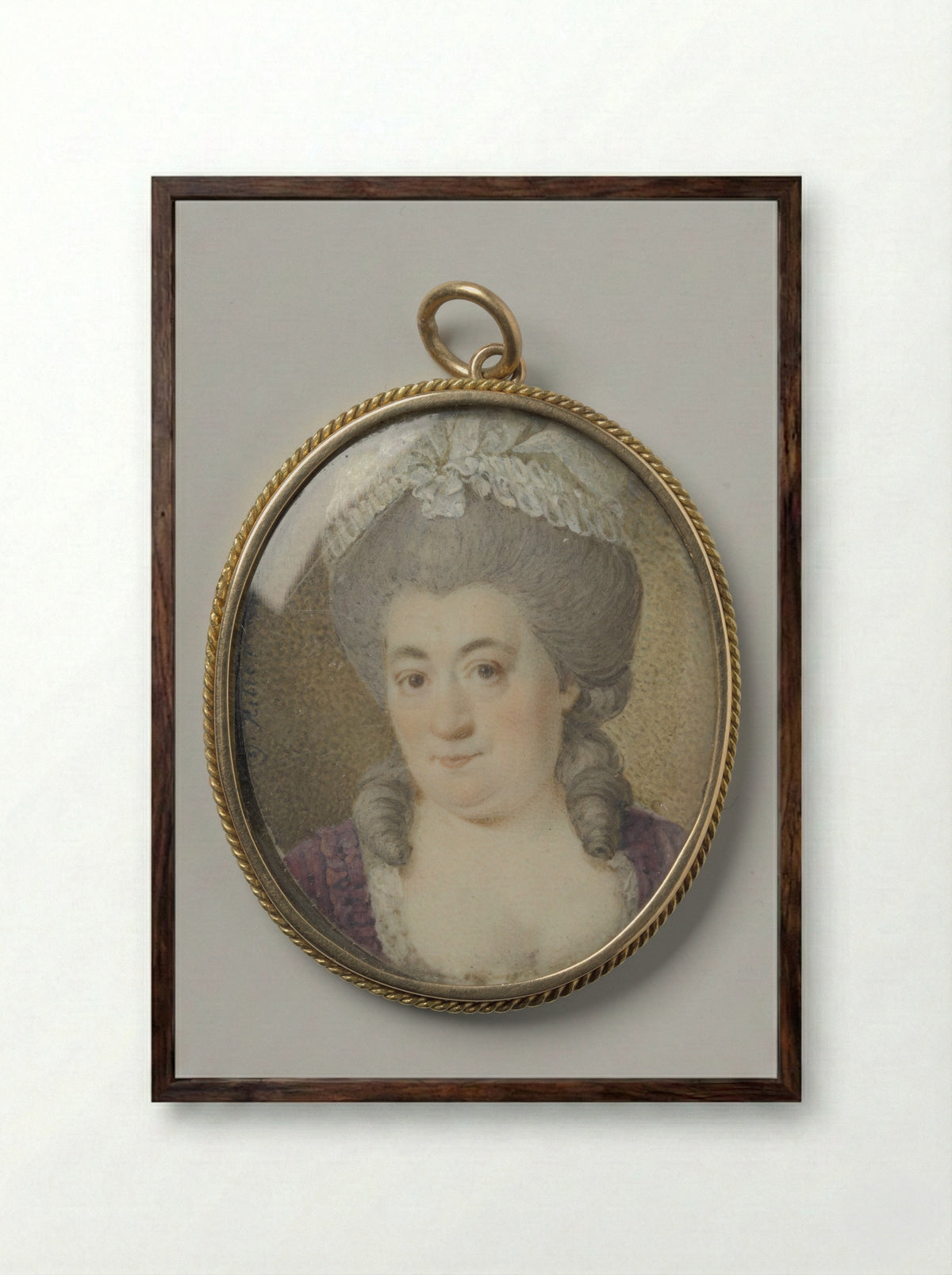 Portret van een vrouw - George Nikolaus Ritter - Framed Print Dark Wood