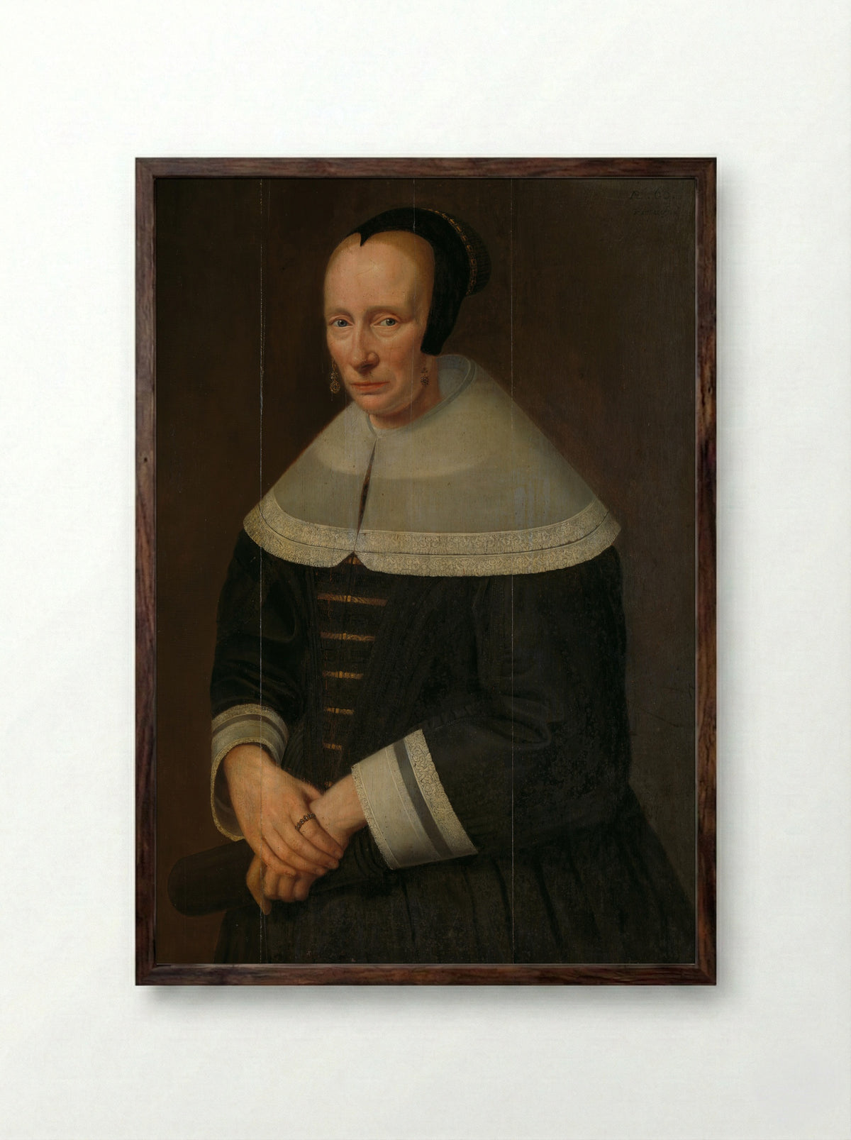 Portret van een vrouw - Godaert Kamper - Framed Print Dark Wood
