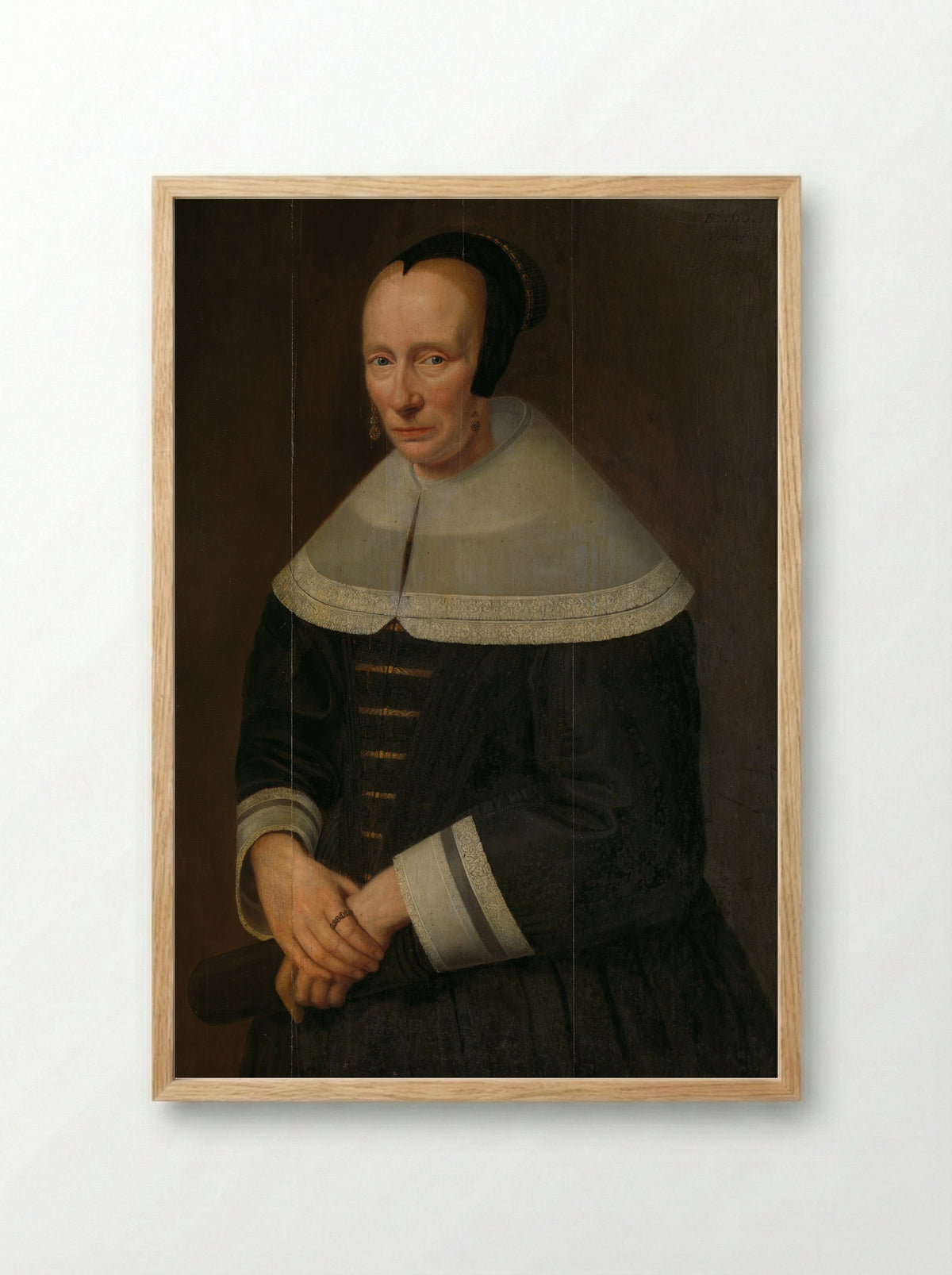 Portret van een vrouw - Godaert Kamper - Framed Print Wood