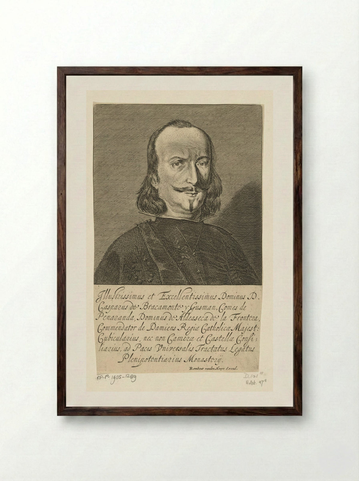 Portret van graaf Gaspar de Bracamonte y Guzman - Pieter Nolpe - Framed Print Dark Wood