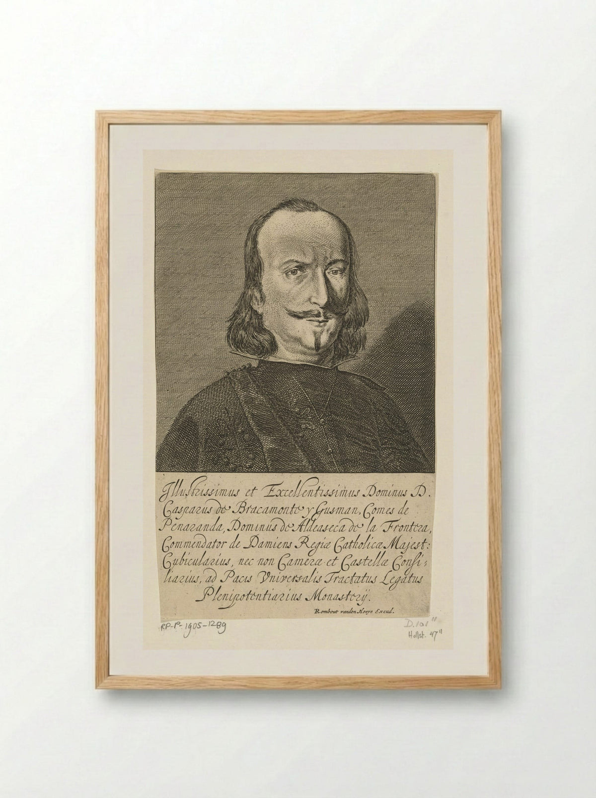Portret van graaf Gaspar de Bracamonte y Guzman - Pieter Nolpe - Framed Print Wood
