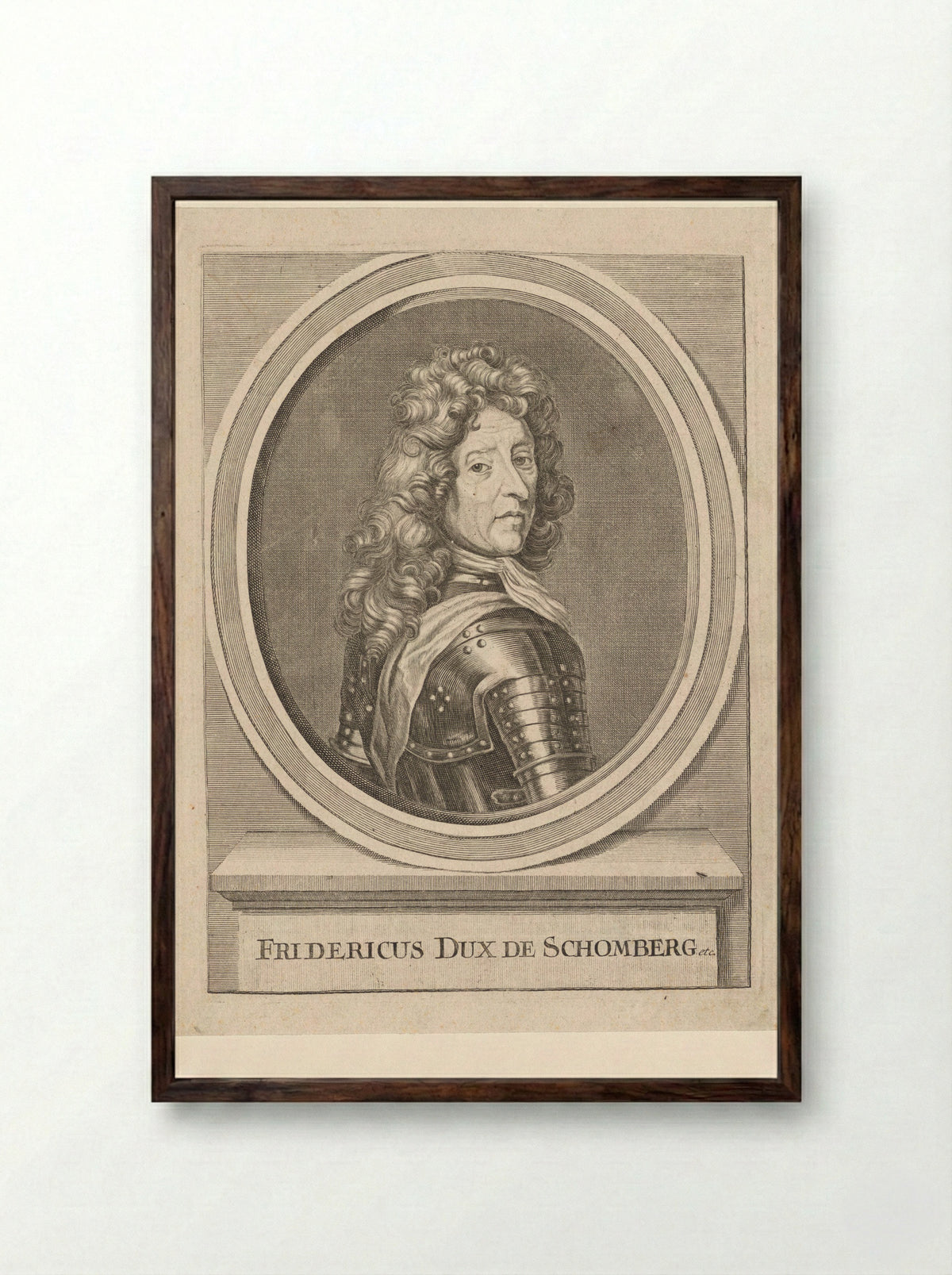 Portret van hertog Frederik van Schomberg - Elias Nessenthaler - Framed Print Dark Wood