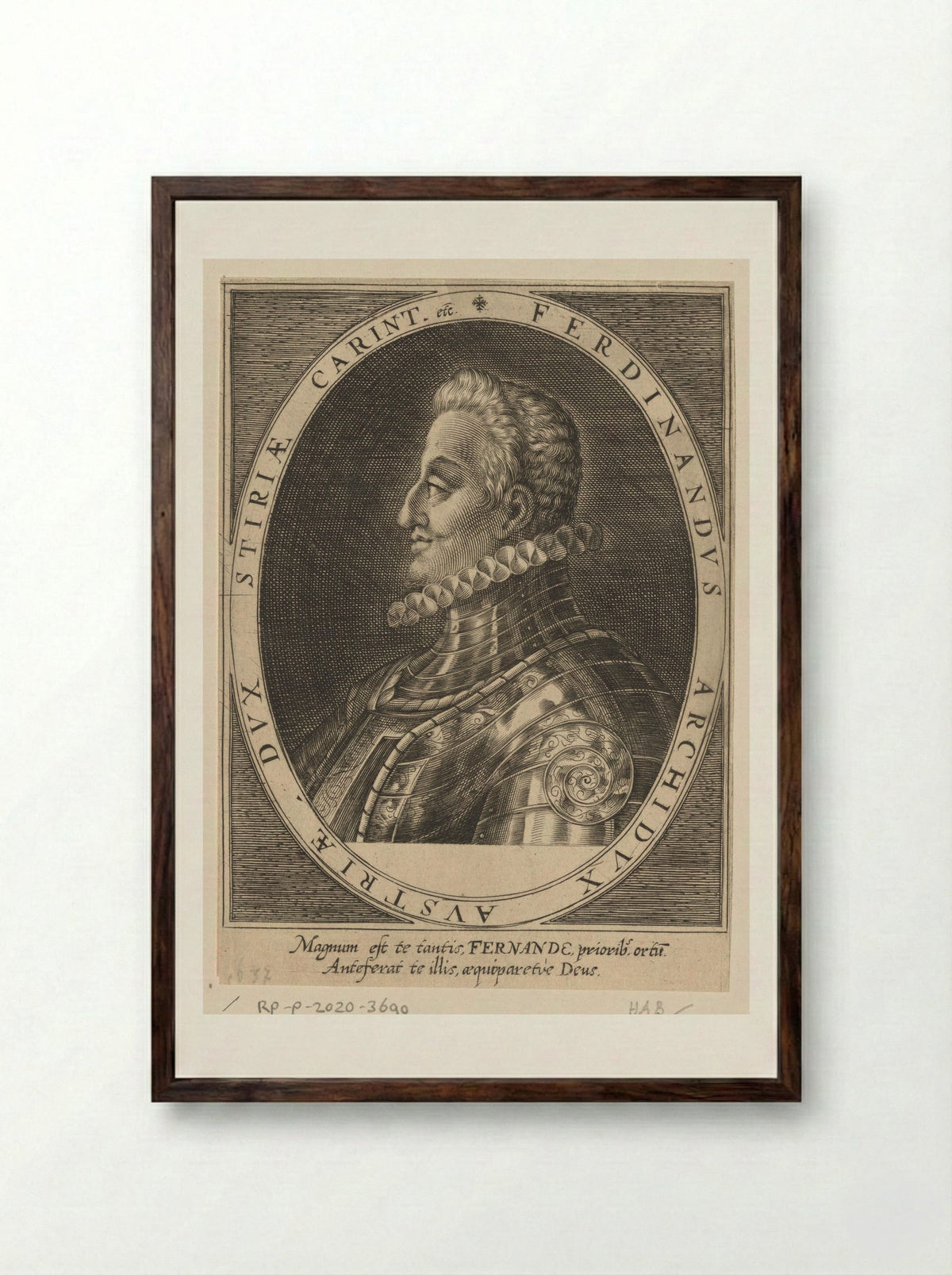 Portret van keizer Ferdinand II als aartshertog - Dominicus Custos - Framed Print Dark Wood