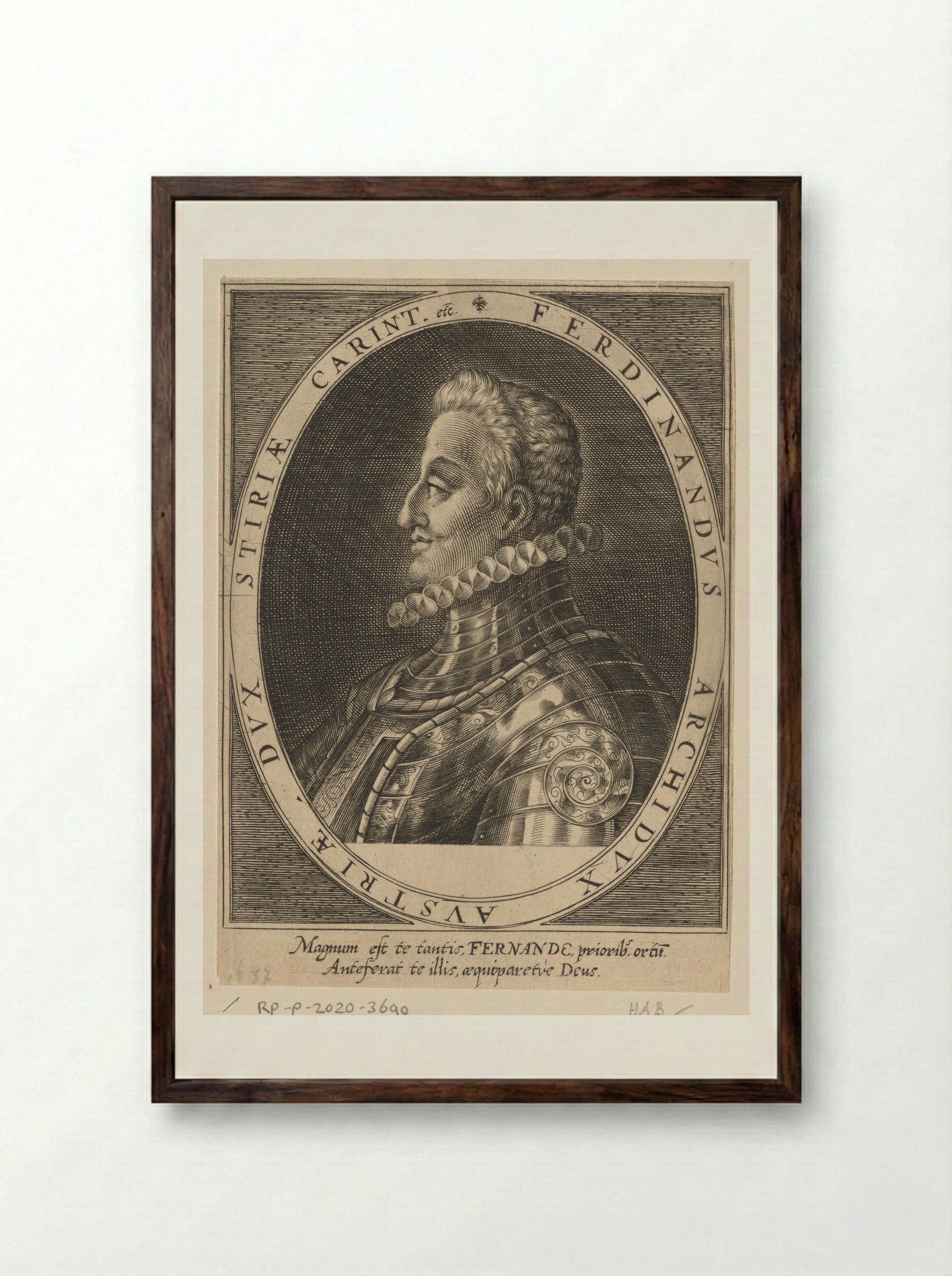 Portret van keizer Ferdinand II als aartshertog - Dominicus Custos - Framed Print Dark Wood