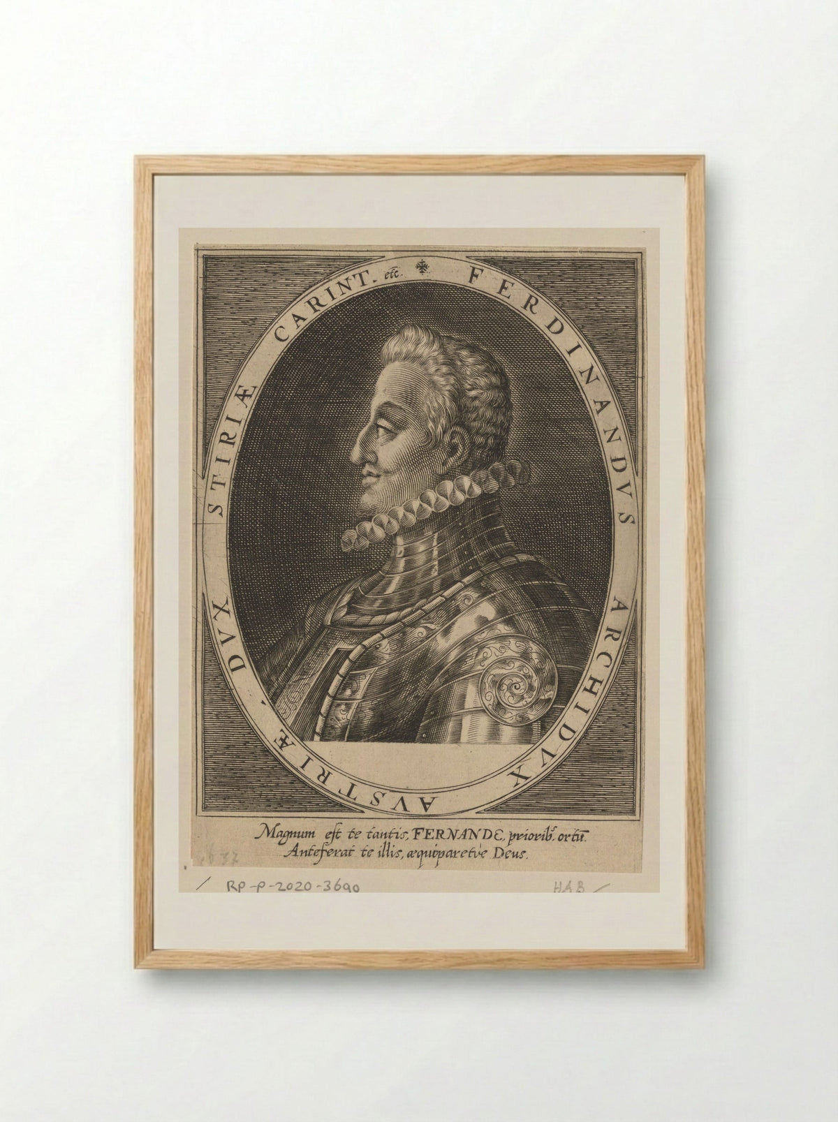 Portret van keizer Ferdinand II als aartshertog - Dominicus Custos - Framed Print Wood