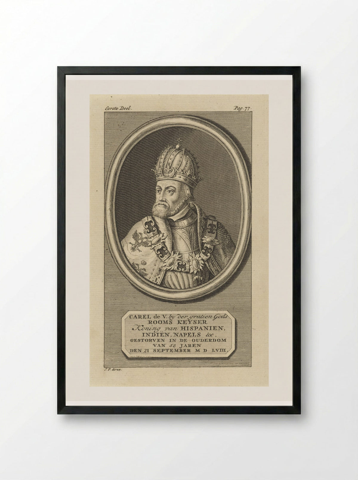 Portret van keizer Karel V - Jan Punt - Framed Print Black