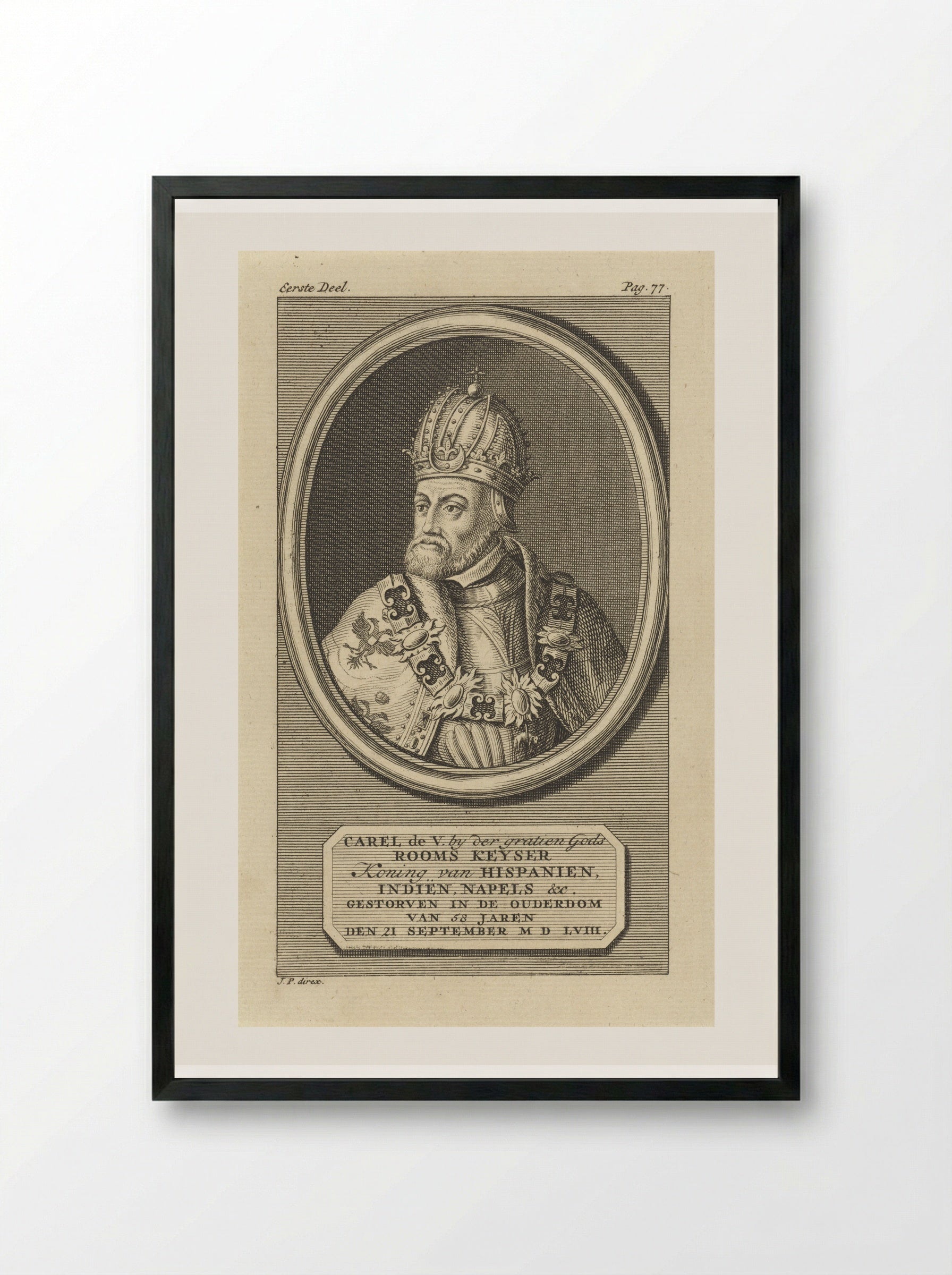 Portret van keizer Karel V - Jan Punt - Framed Print Black