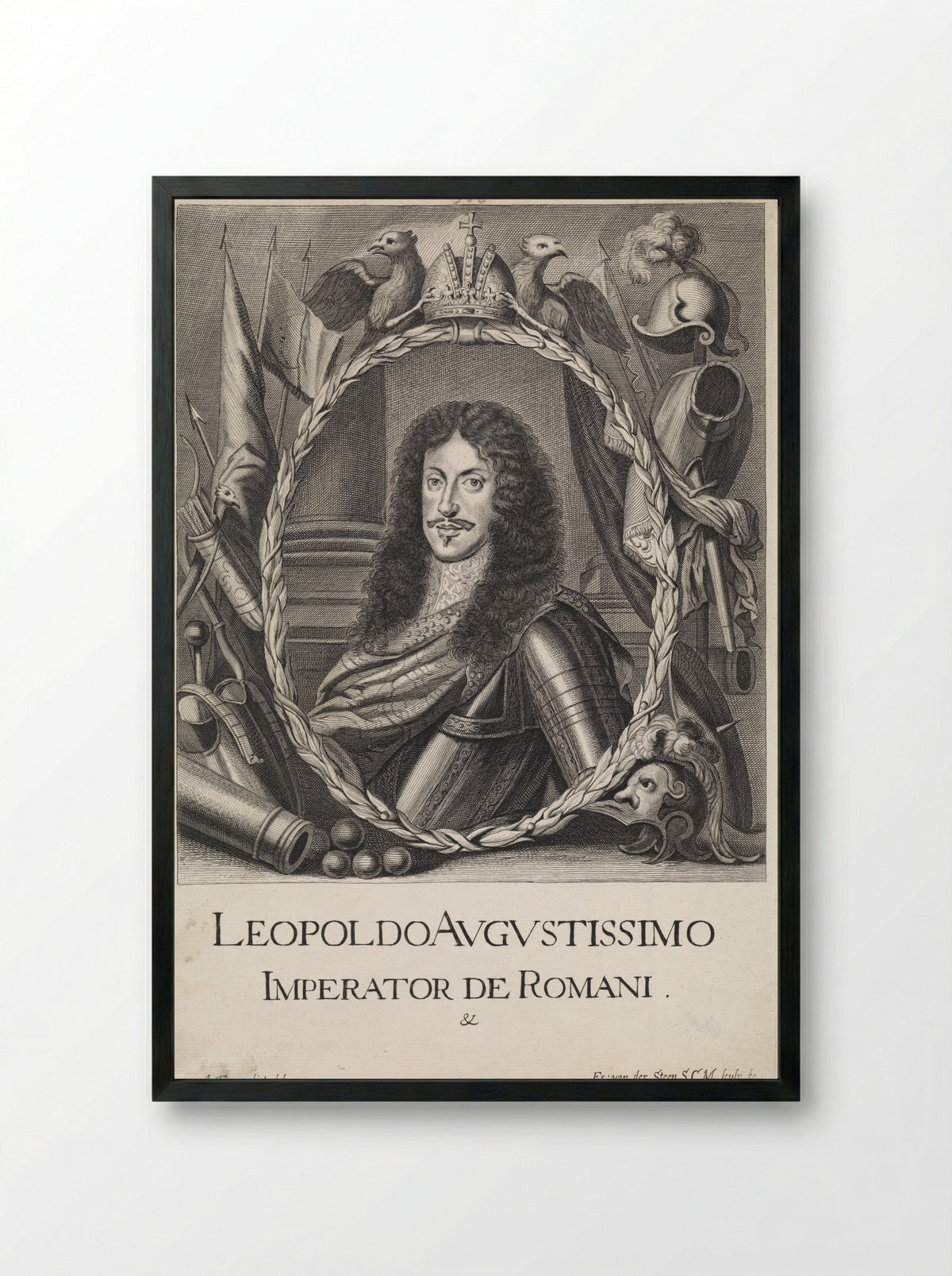 Portret van keizer Leopold I - Giovanni Battista Hacque - Framed Print Black