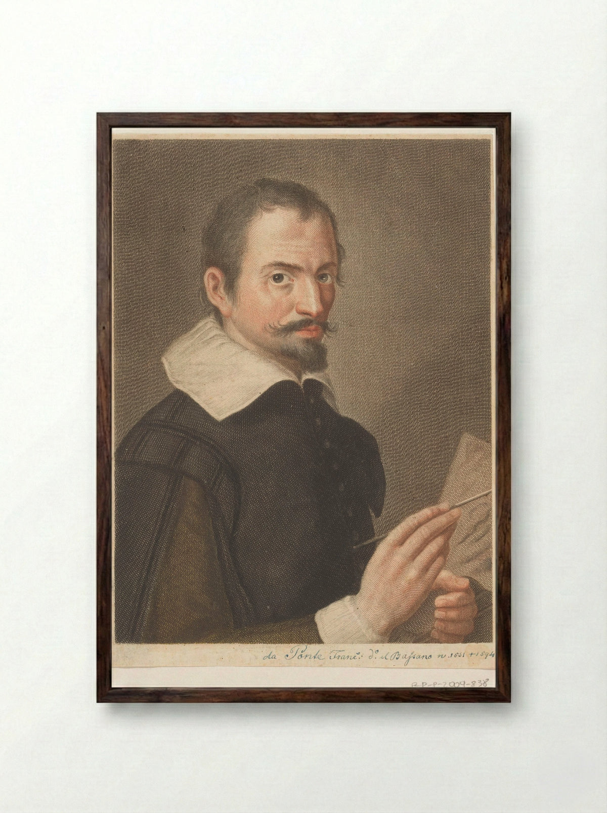 Portret van kunstenaar Francesco Bassano II - Carlo Gregori - Framed Print Dark Wood
