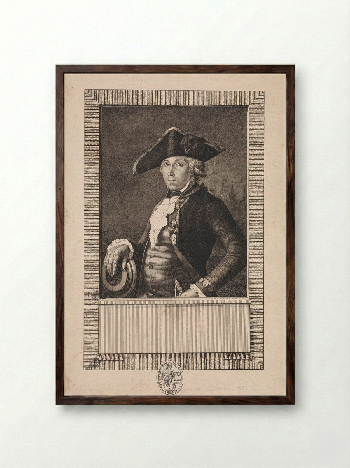 Portret van luitenant Pieter van Aardenburg - Jan Gerard Waldorp - Framed Print Dark Wood