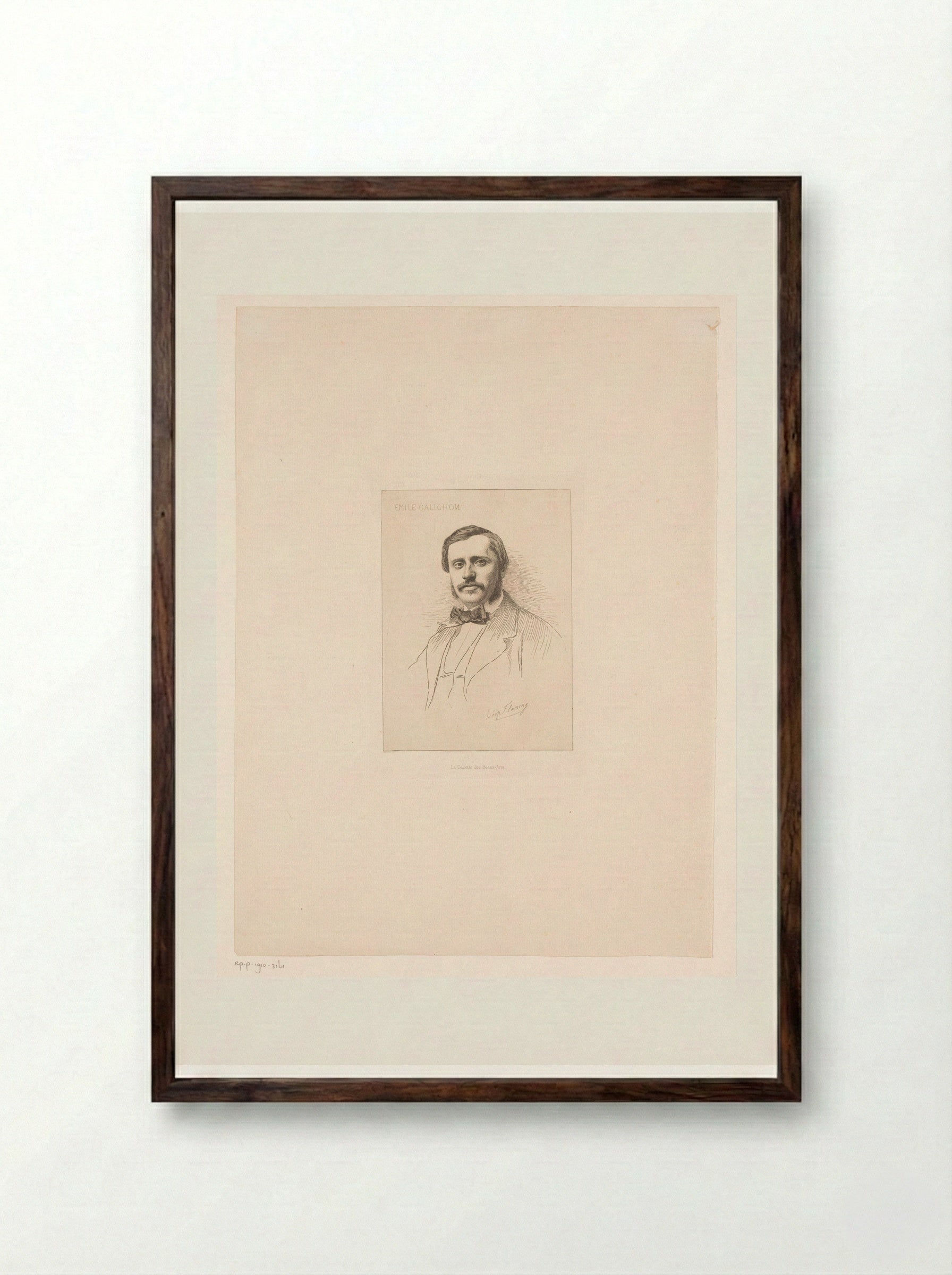 Portret van Émile-Louis Galichon - Léopold Flameng - Framed Print Dark Wood