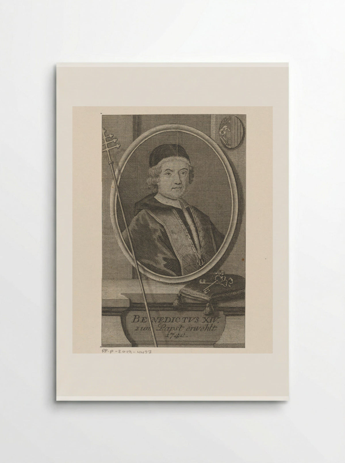 Portret van paus Benedictus XIV - Johann Martin Bernigeroth - Poster