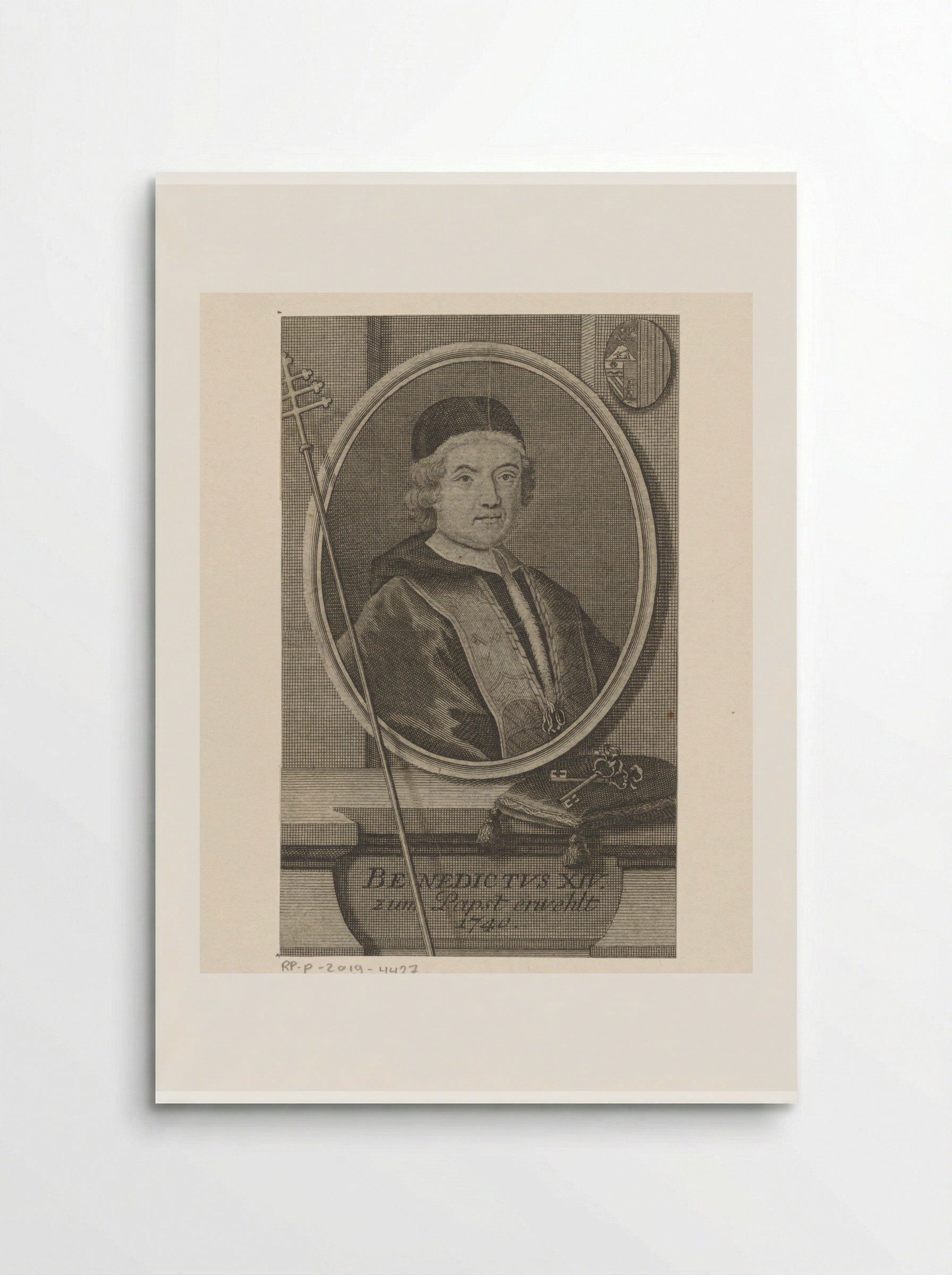 Portret van paus Benedictus XIV - Johann Martin Bernigeroth - Poster