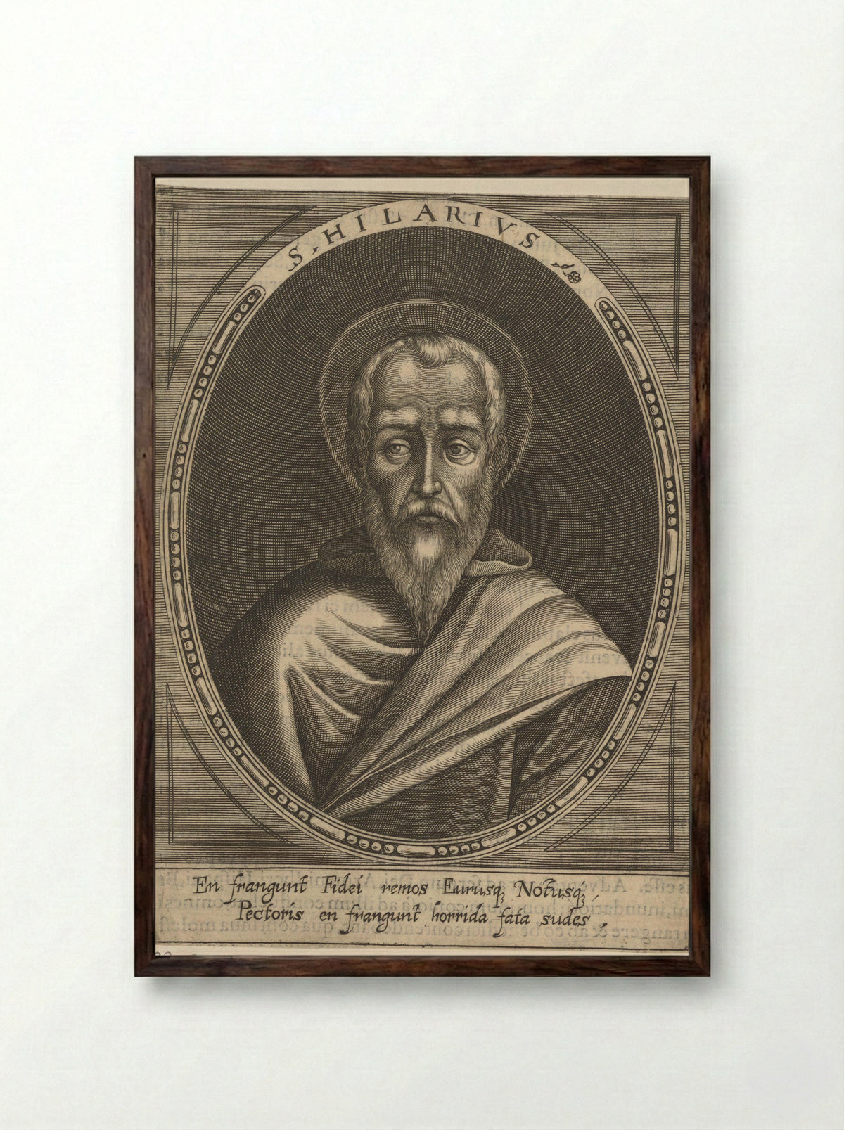 Portret van paus Hilarius - Raphael Custos - Framed Print Dark Wood