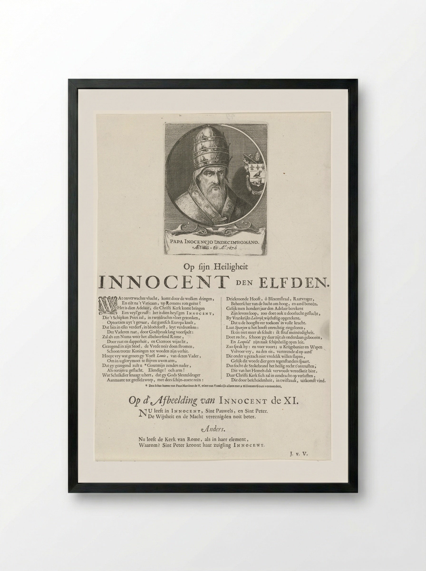Portret van paus Innocentius XI - Pieter Nolpe - Framed Print Black