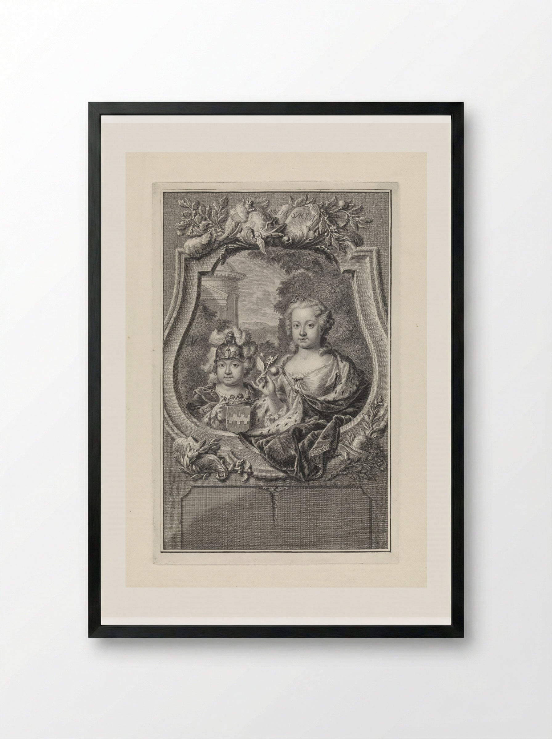 Portret van prins Willem V en prinses Carolina van Oranje-Nassau als kinderen - Pieter Tanjé - Framed Print Black