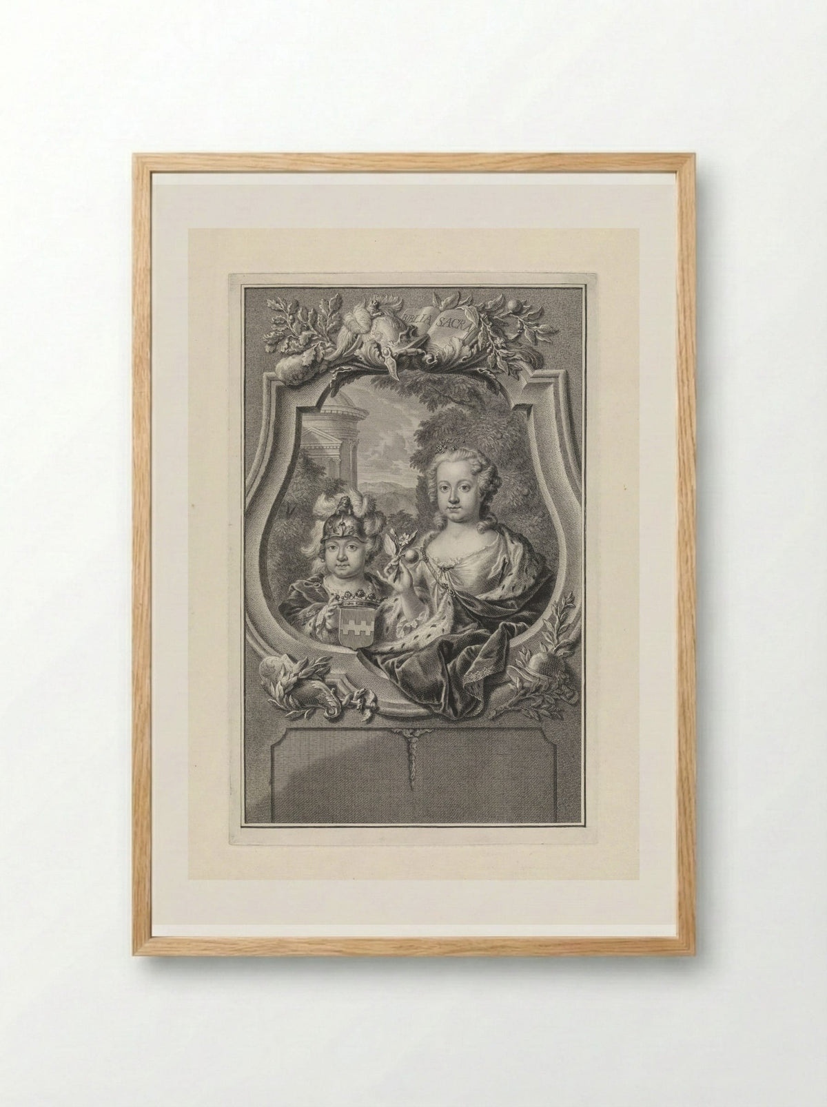 Portret van prins Willem V en prinses Carolina van Oranje-Nassau als kinderen - Pieter Tanjé - Framed Print Wood