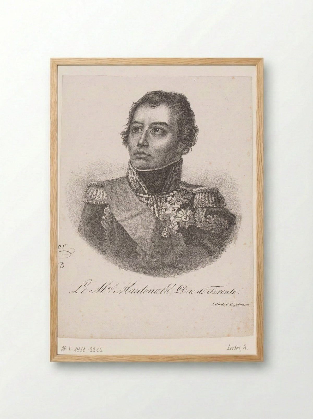 Portret van Étienne Macdonald, Duc de Tarente - Auguste Toussaint Lecler - Framed Print Wood