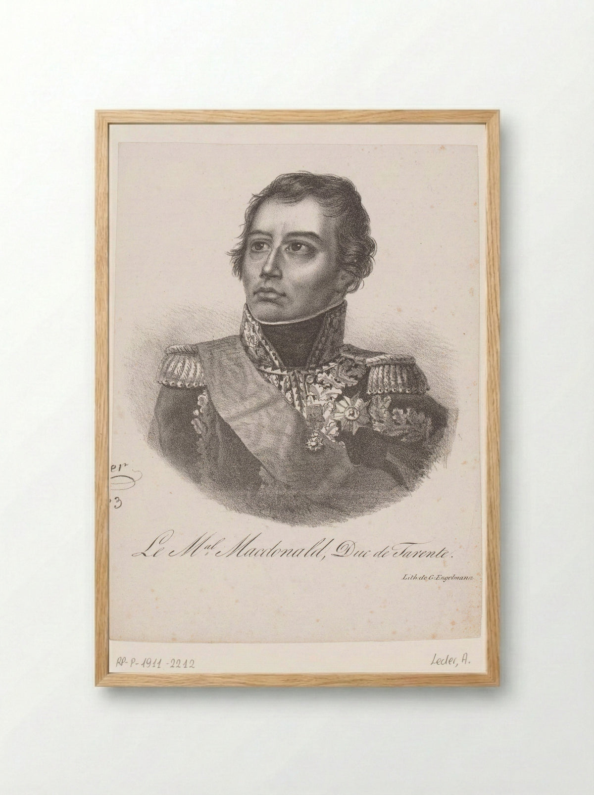 Portret van Étienne Macdonald, Duc de Tarente - Auguste Toussaint Lecler - Framed Print Wood
