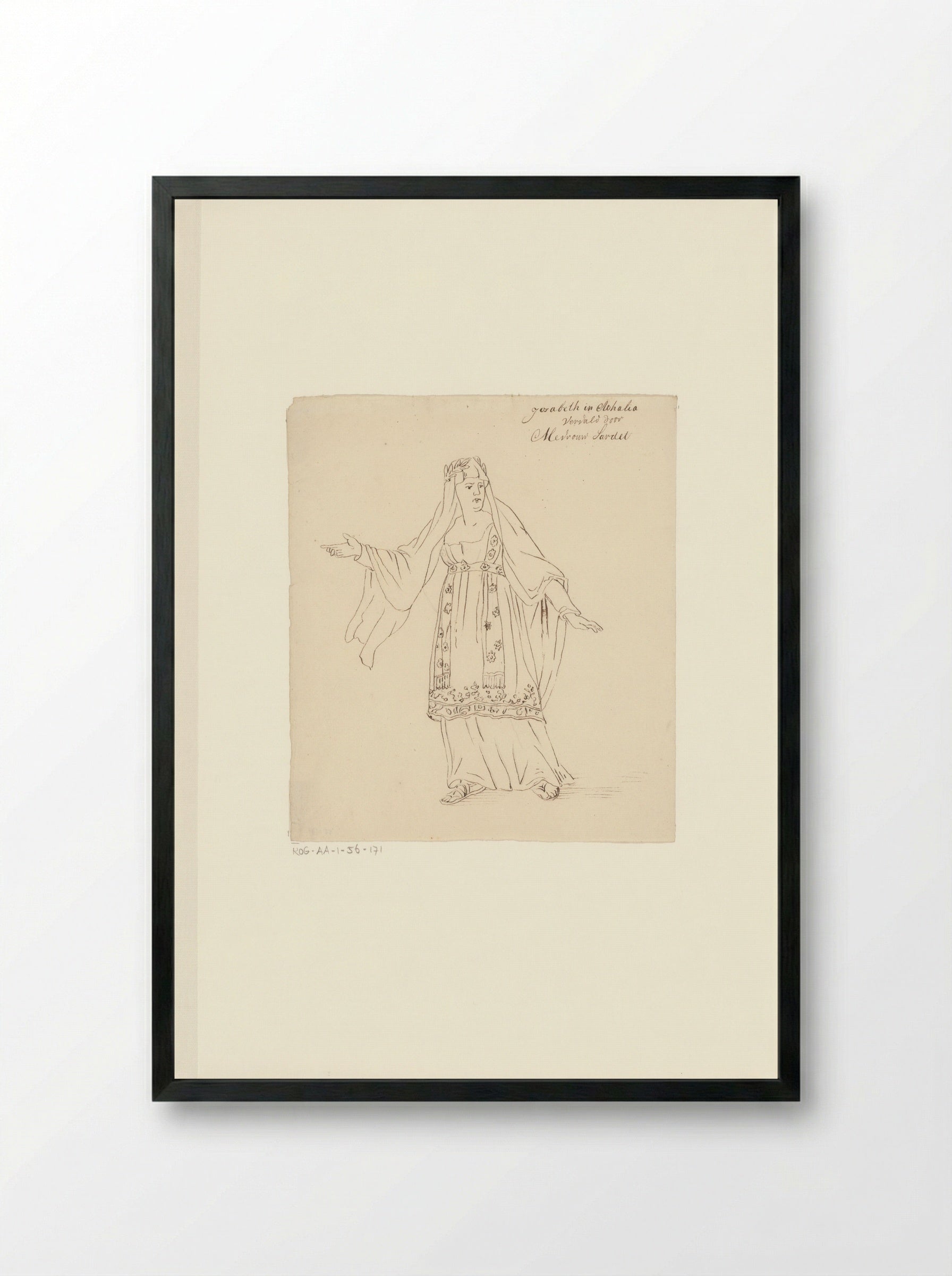 Portret van toneelspeelster Jacoba Wouters-Sardet in de rol van Josabeth - Johannes Jelgerhuis - Framed Print Black