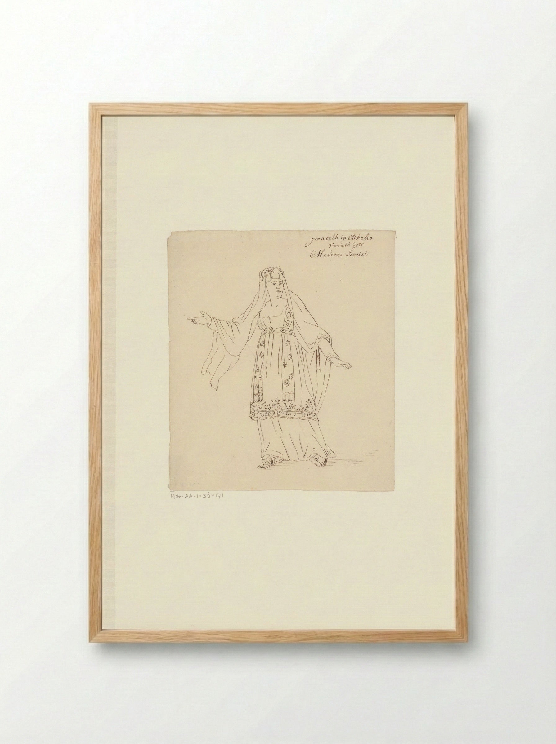 Portret van toneelspeelster Jacoba Wouters-Sardet in de rol van Josabeth - Johannes Jelgerhuis - Framed Print Wood
