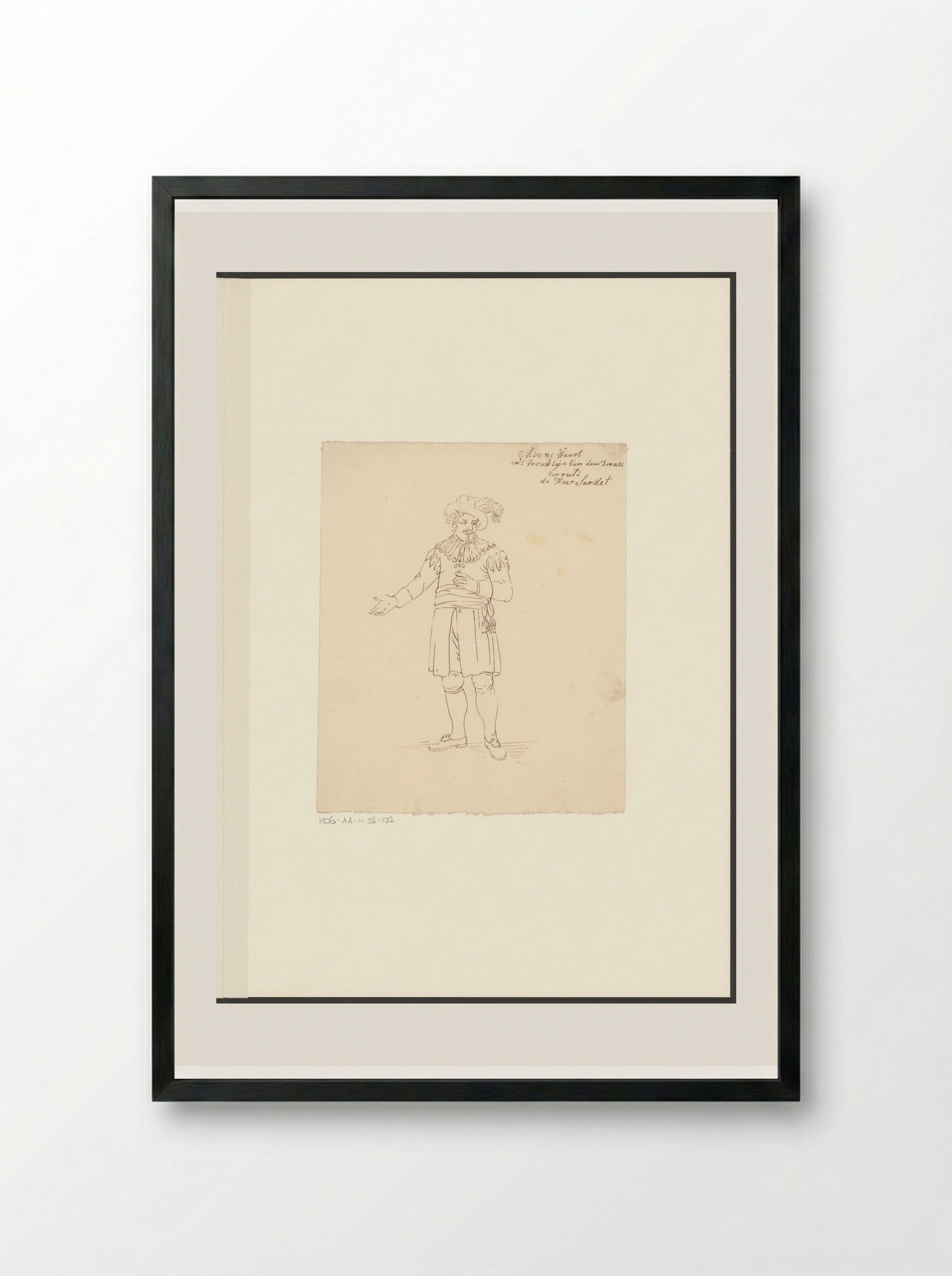 Portret van toneelspeler Dirk Sardet in de rol van Minnewaart - Johannes Jelgerhuis - Framed Print Black