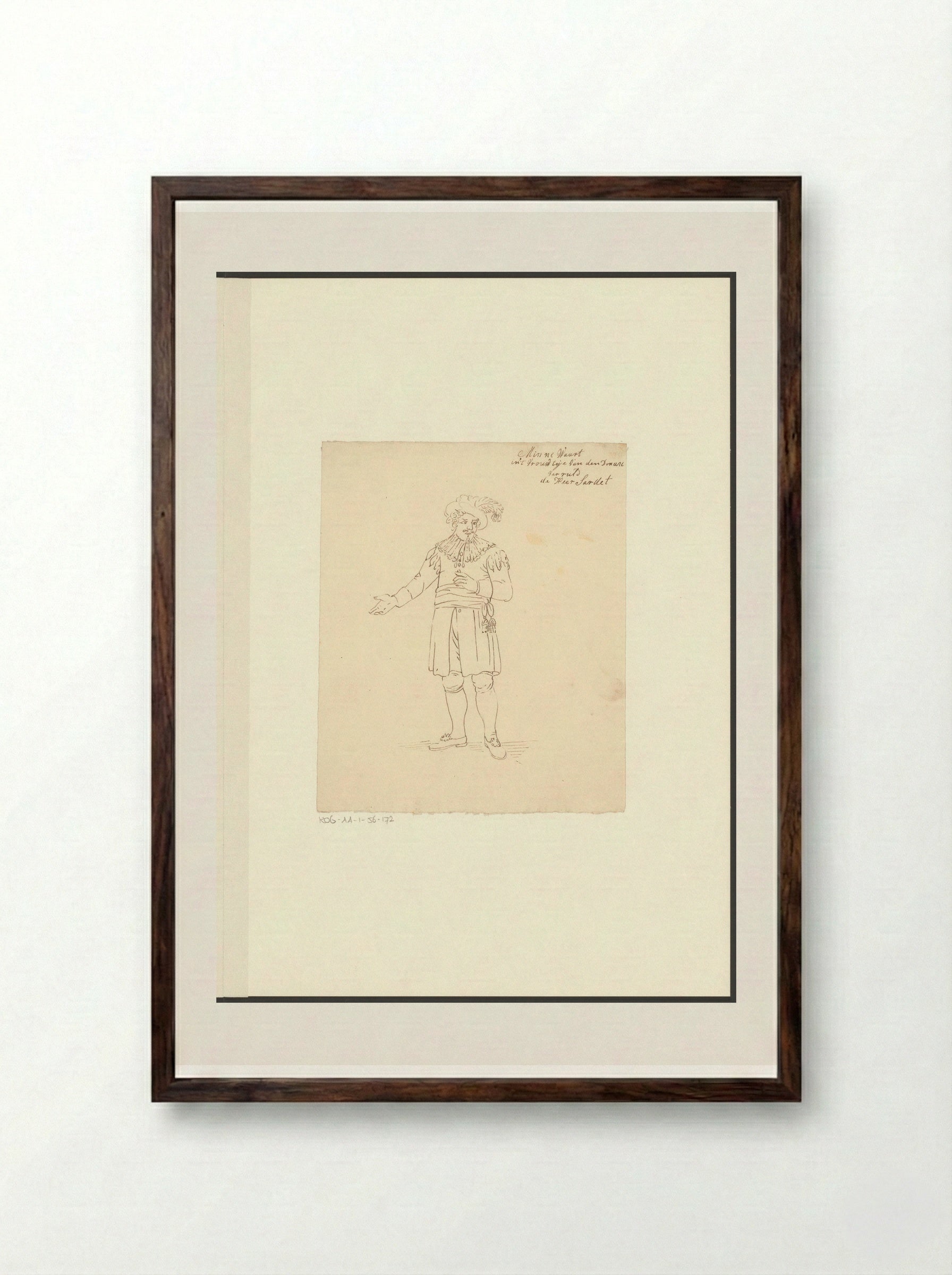 Portret van toneelspeler Dirk Sardet in de rol van Minnewaart - Johannes Jelgerhuis - Framed Print Dark Wood