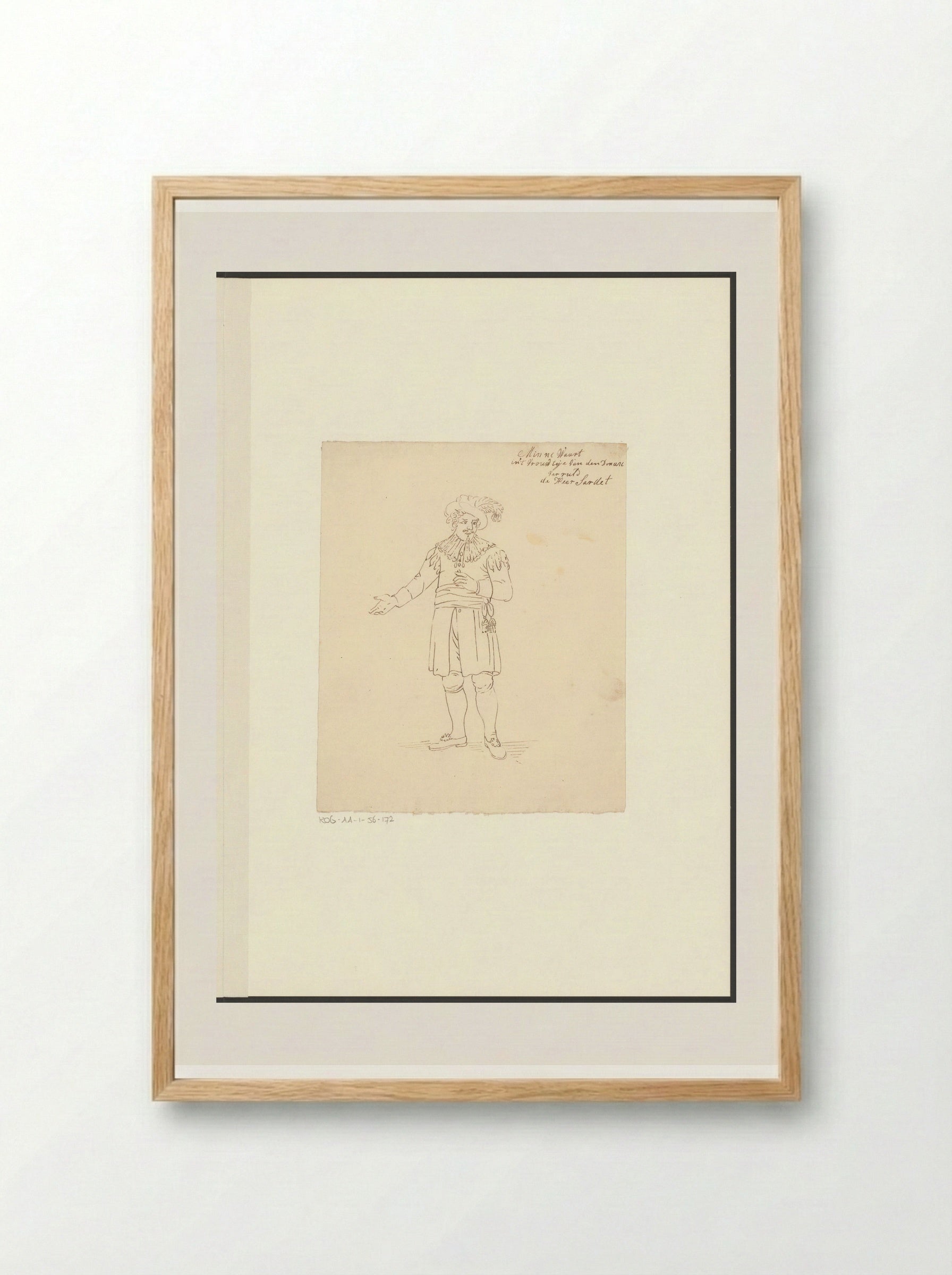 Portret van toneelspeler Dirk Sardet in de rol van Minnewaart - Johannes Jelgerhuis - Framed Print Wood