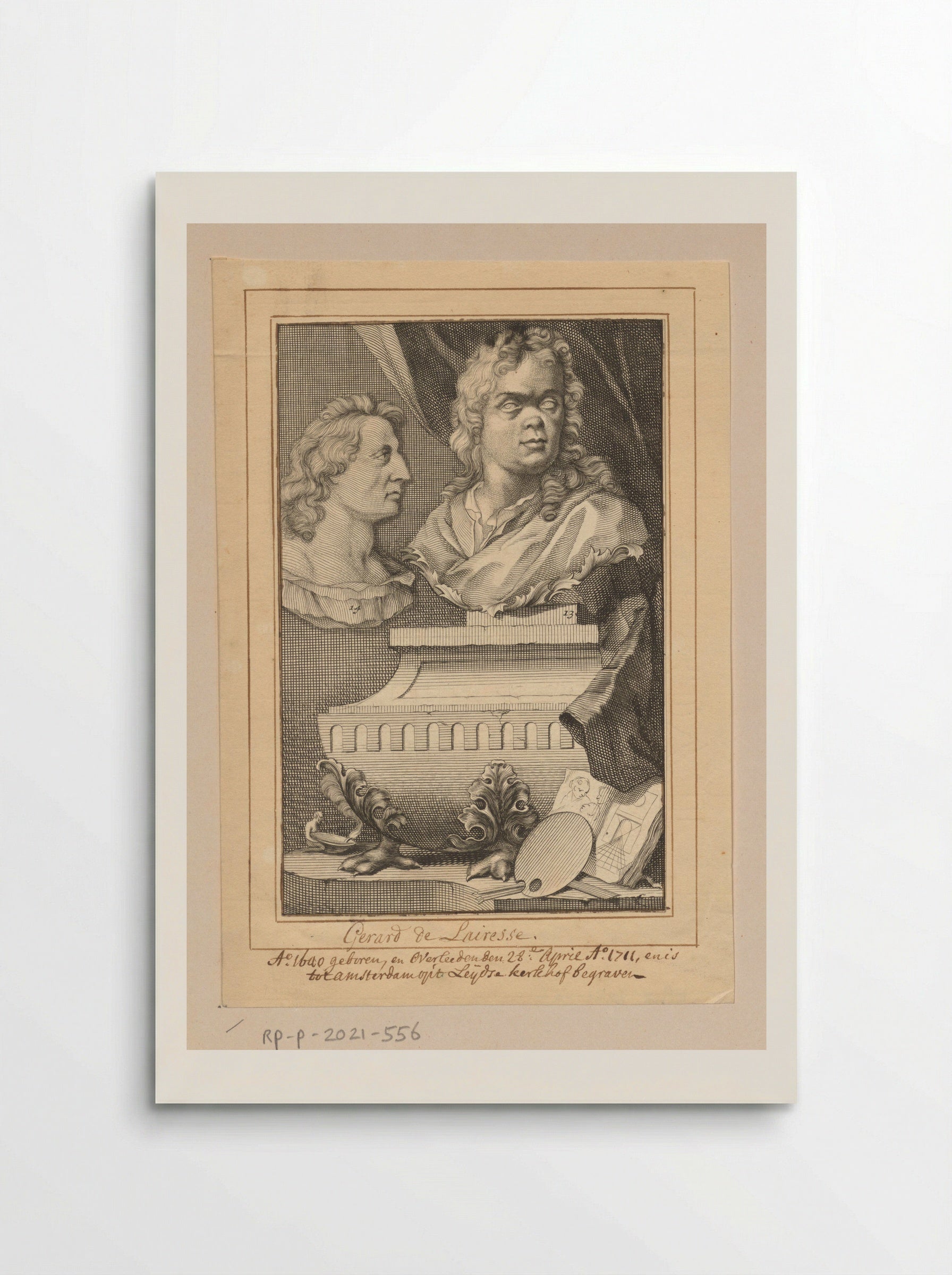 Portretbustes van Gerard de Lairesse en Albert Flamen - Jacob Houbraken - Poster
