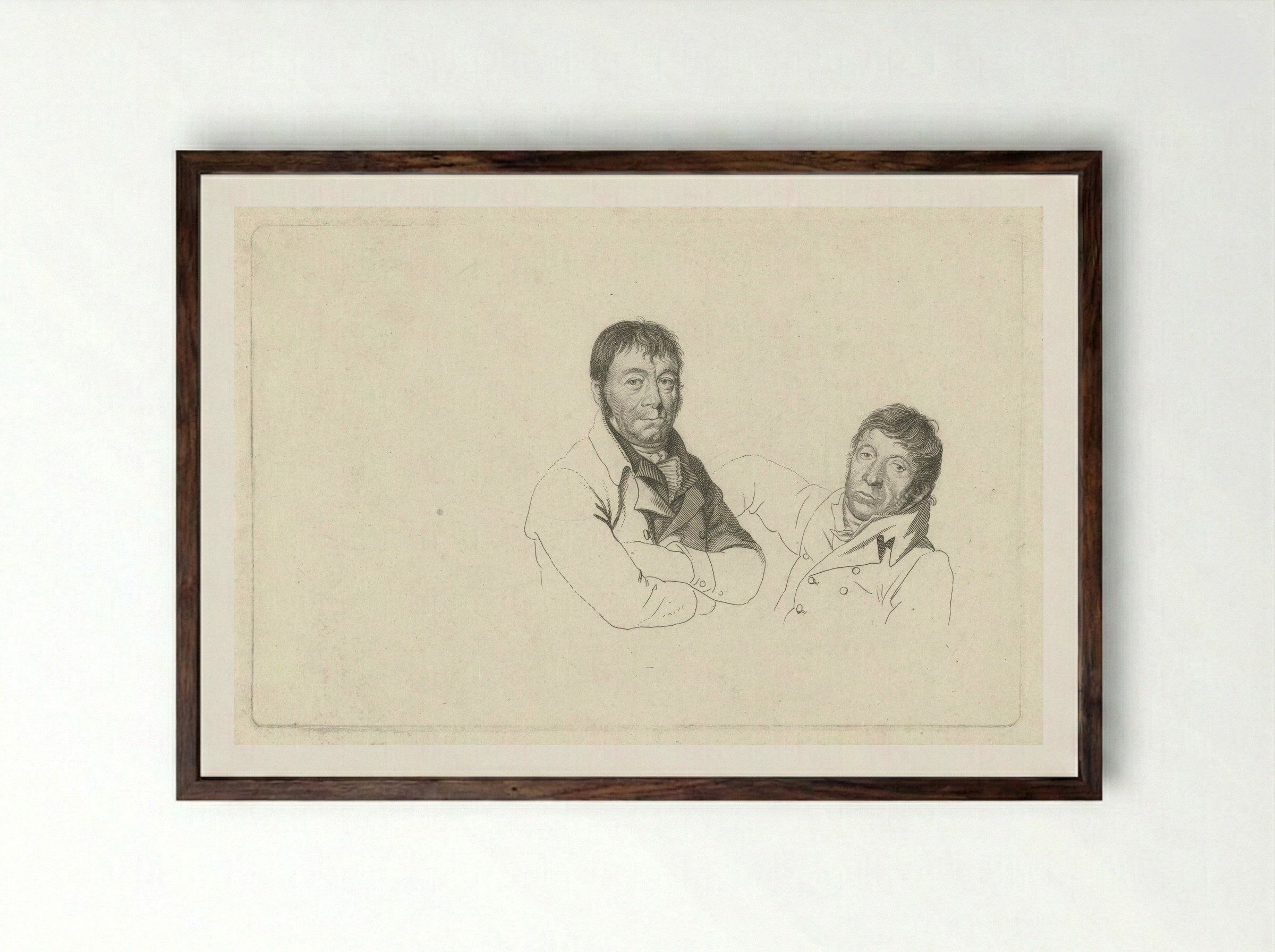 Portretten van Dirk Versteegh en Hendrik de Flines - Jacob Ernst Marcus - Framed Print Dark Wood