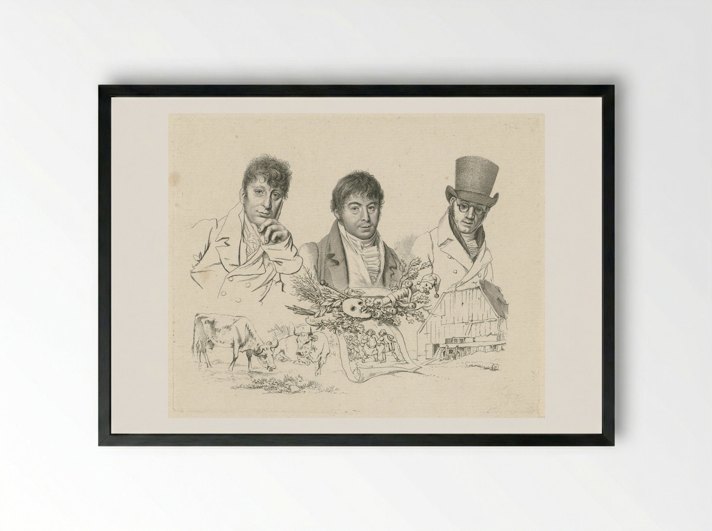 Portretten van H. Stokvisch, J. Smies en D. Kerkhoff - Jacob Ernst Marcus - Framed Print Black